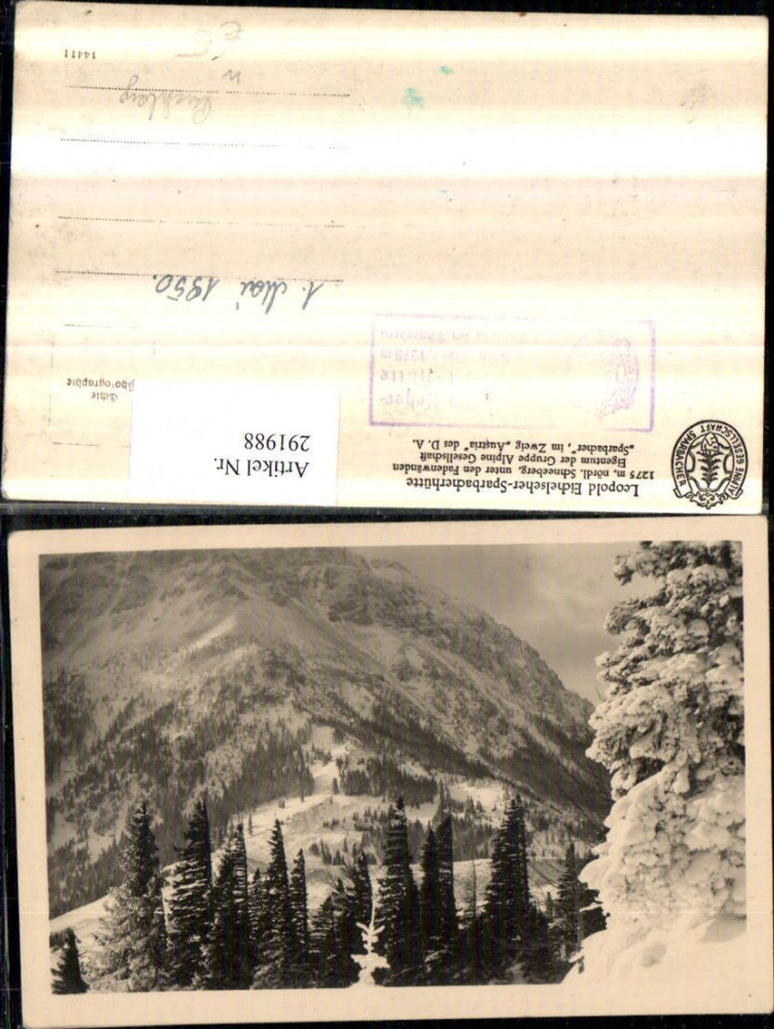 291988,Leopold Eichelseher-Sparbacherhütte m. Schneeberg Winterbild b. Puchberg