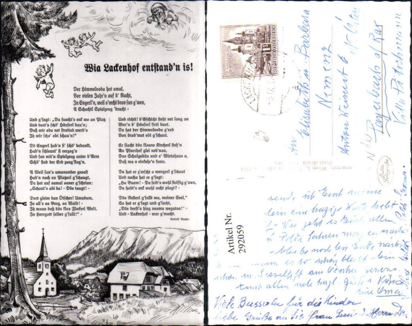 292059,Lackenhof Totale Kirche Wia Lackenhof entstandn is Gedicht Text Engeln