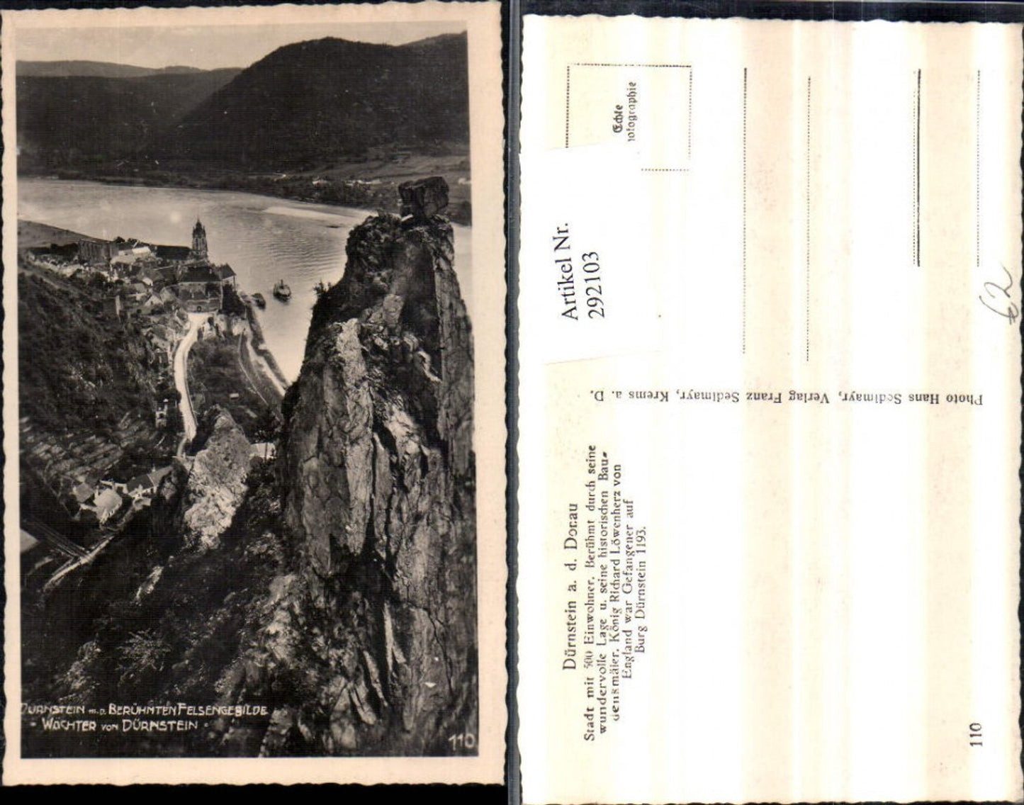 292103,Dürnstein an d. Donau Totale Felsengebilde Wächter von Dürnstein