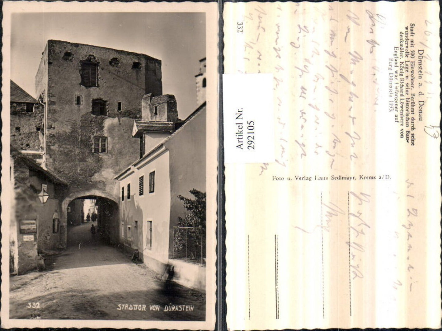 292105,Dürnstein an d. Donau Stadttor Straßenansicht