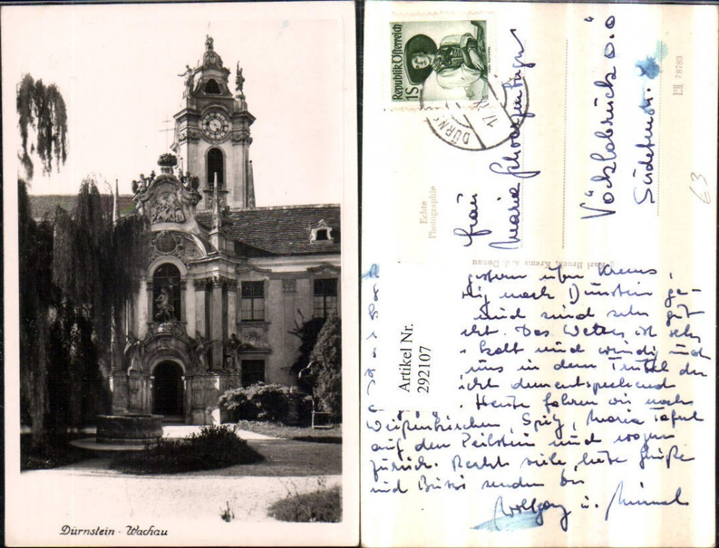 292107,Dürnstein in d. Wachau Stift Kirche Brunnen