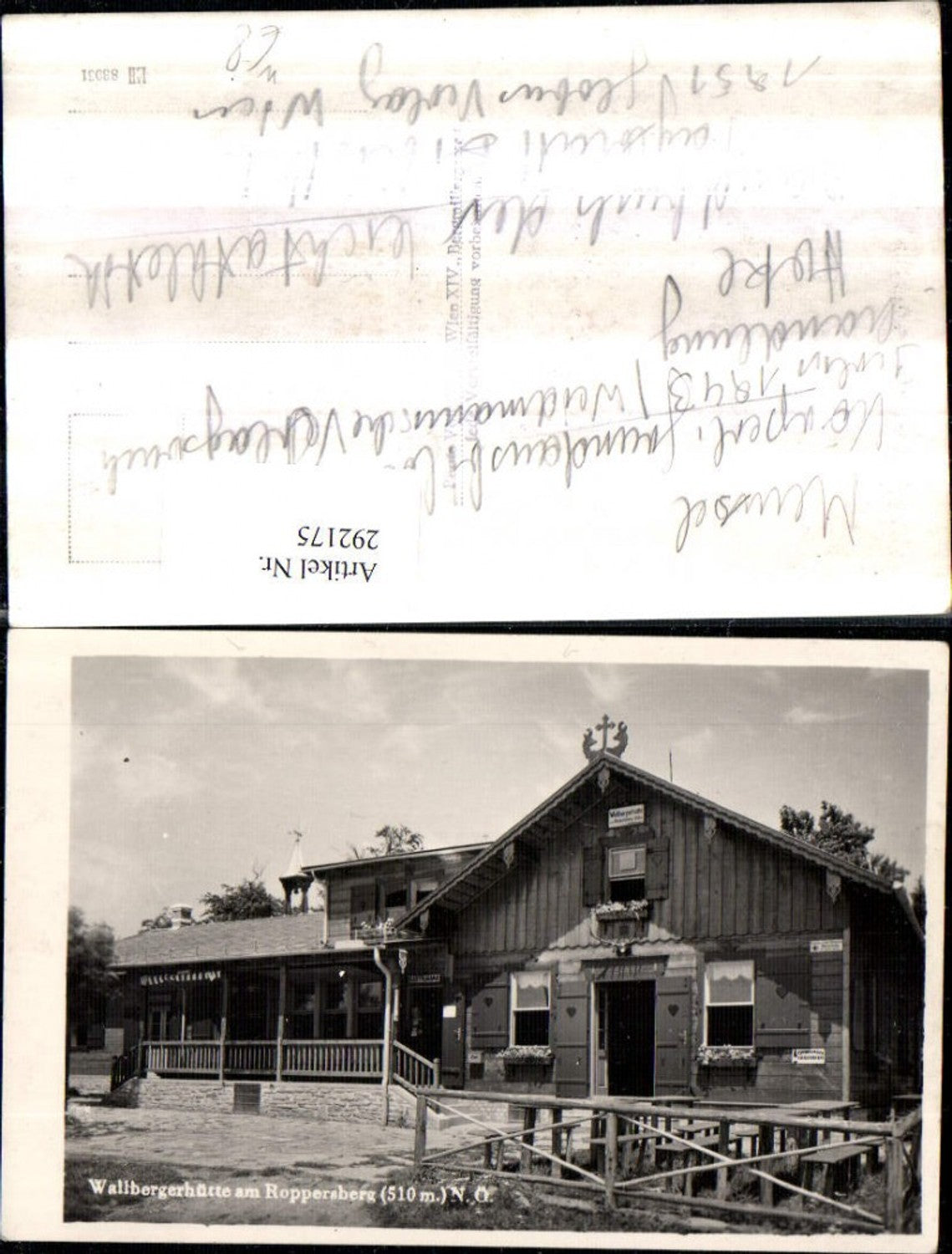 292175,Wallbergerhüte Berghütte am Roppersberg b. Wolfsgraben Wien