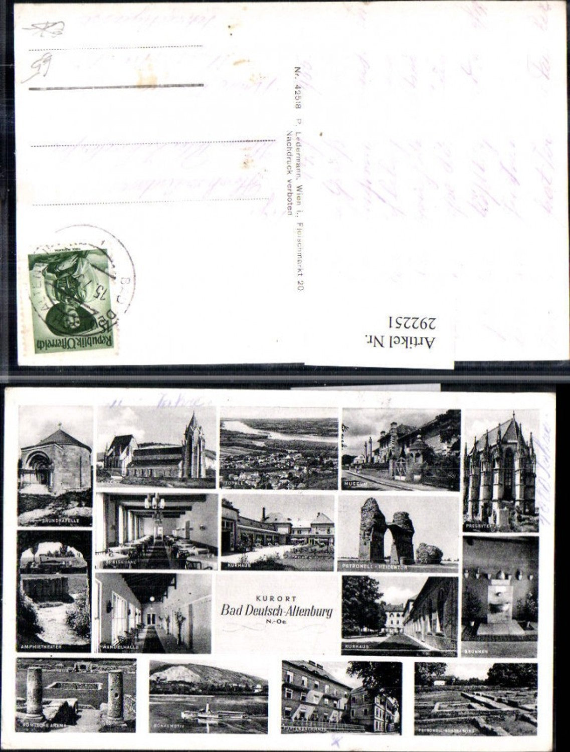 292251,Bad Deutsch-Altenburg Totale Kirche Kapelle Heidentor Kurhaus Arena Mehrbildkarte