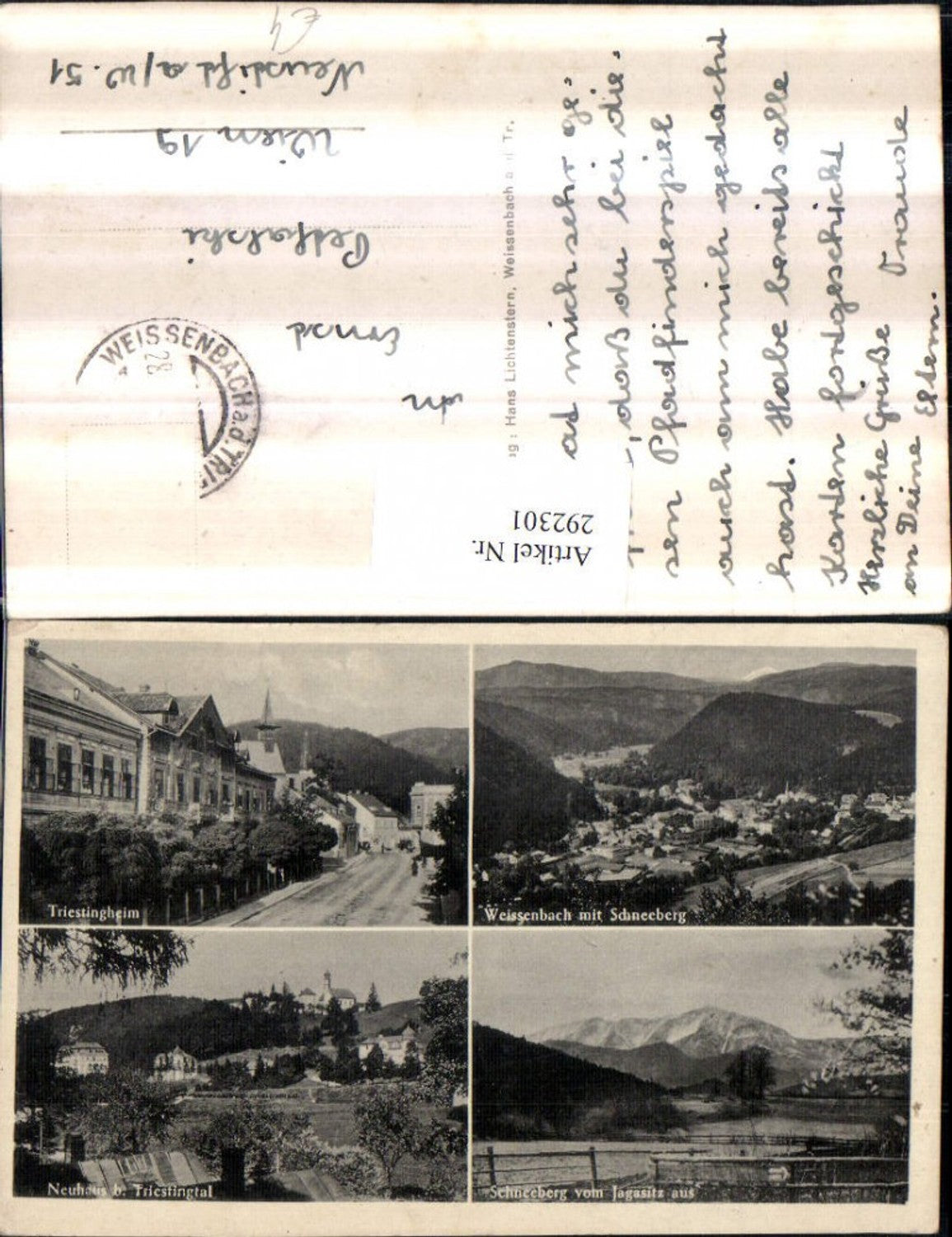 292301,Weissenbach Totale Triestingheim Neuhaus Schneeberg Mehrbildkarte
