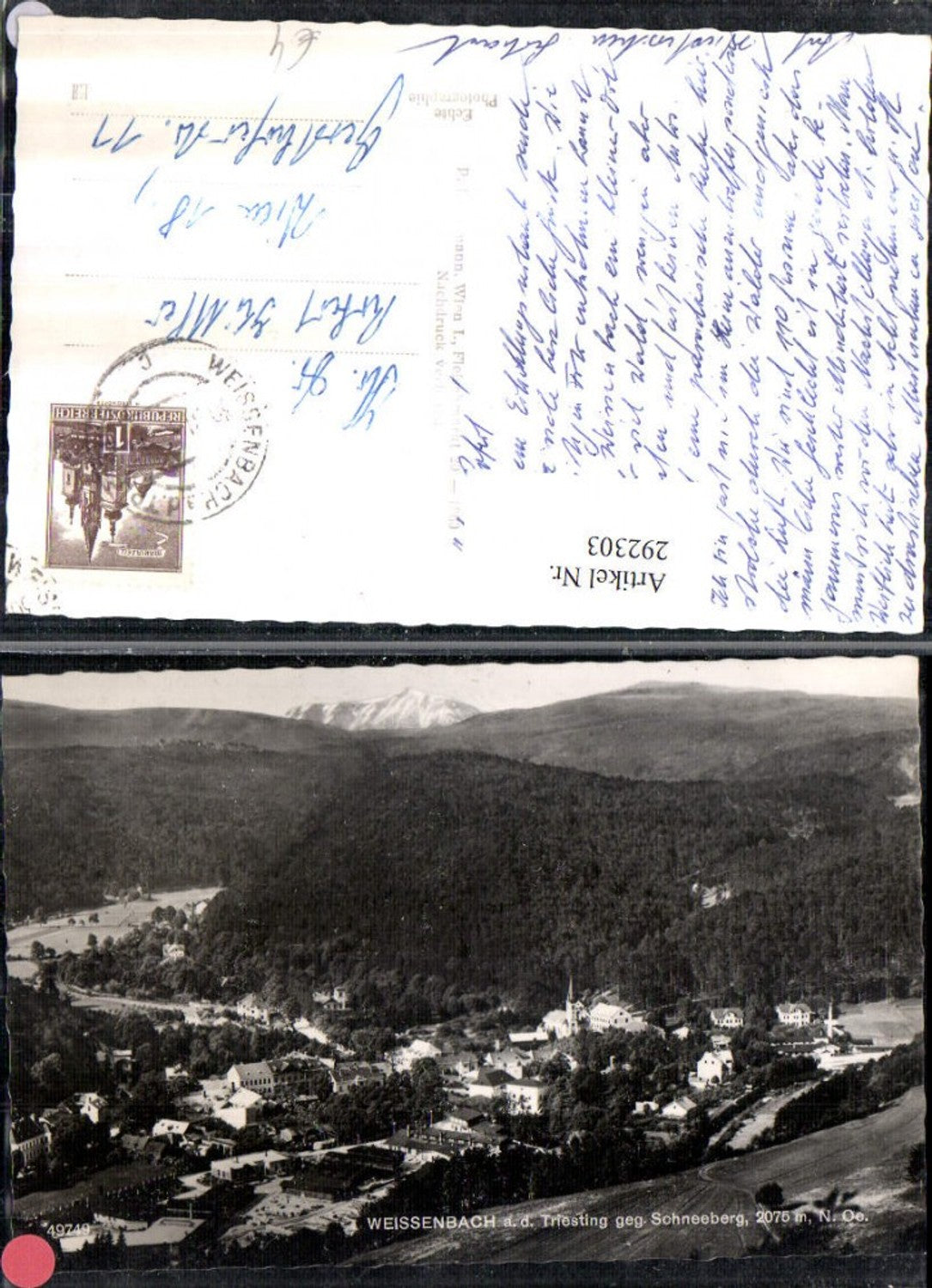 292303,Weisenbach an d. Triesting Totale geg. Schneeberg