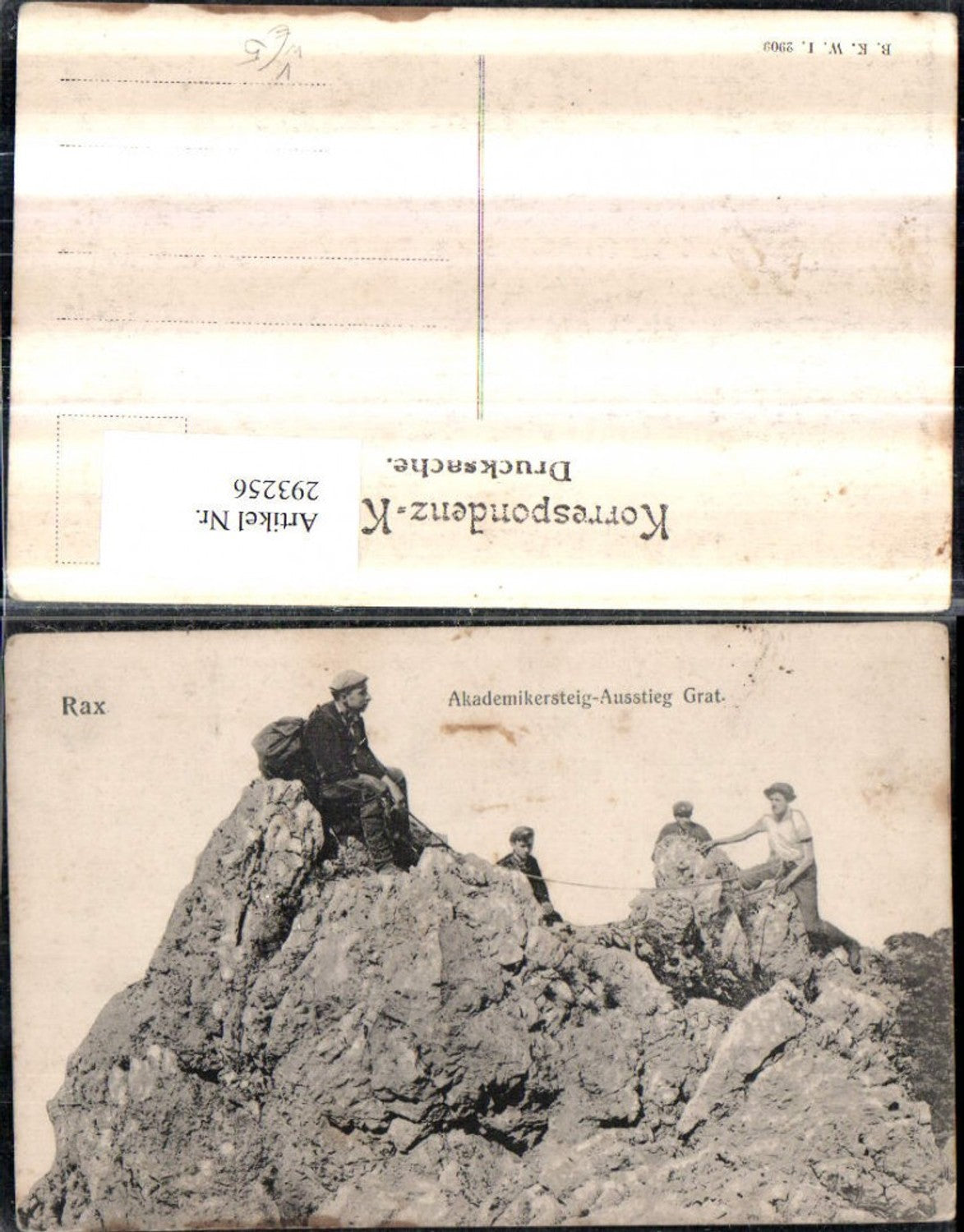293256,Rax Akademikersteig-Ausstieg Grat b. Reichenau Bergsteiger pub Brüder Kohn B.K.W.I. 2909