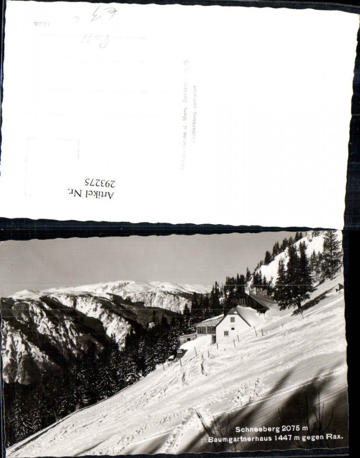 293275,Baumgartnerhaus Berghütte am Schneeberg geg. Rax Bergkulisse Winterbild b. Puchberg