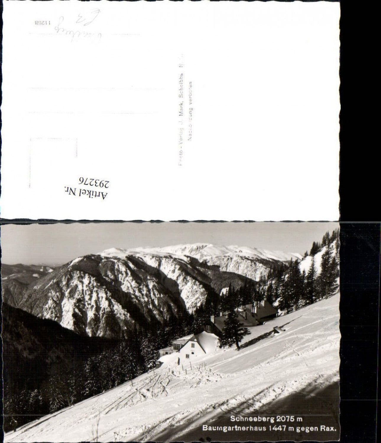 293276,Baumgartnerhaus Berghütte am Schneeberg geg. Rax Bergkulisse Winterbild b. Puchberg