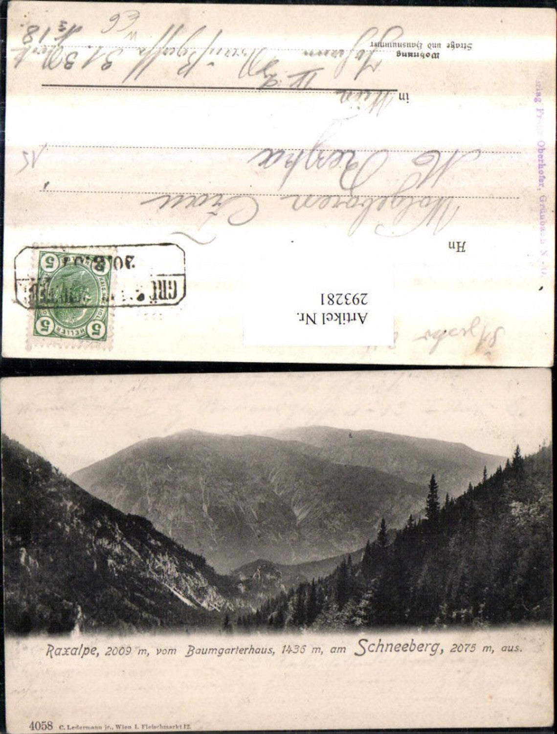 293281,Raxalpe vom Baumgartnerhaus am Schneeberg Bergkulisse b. Puchberg