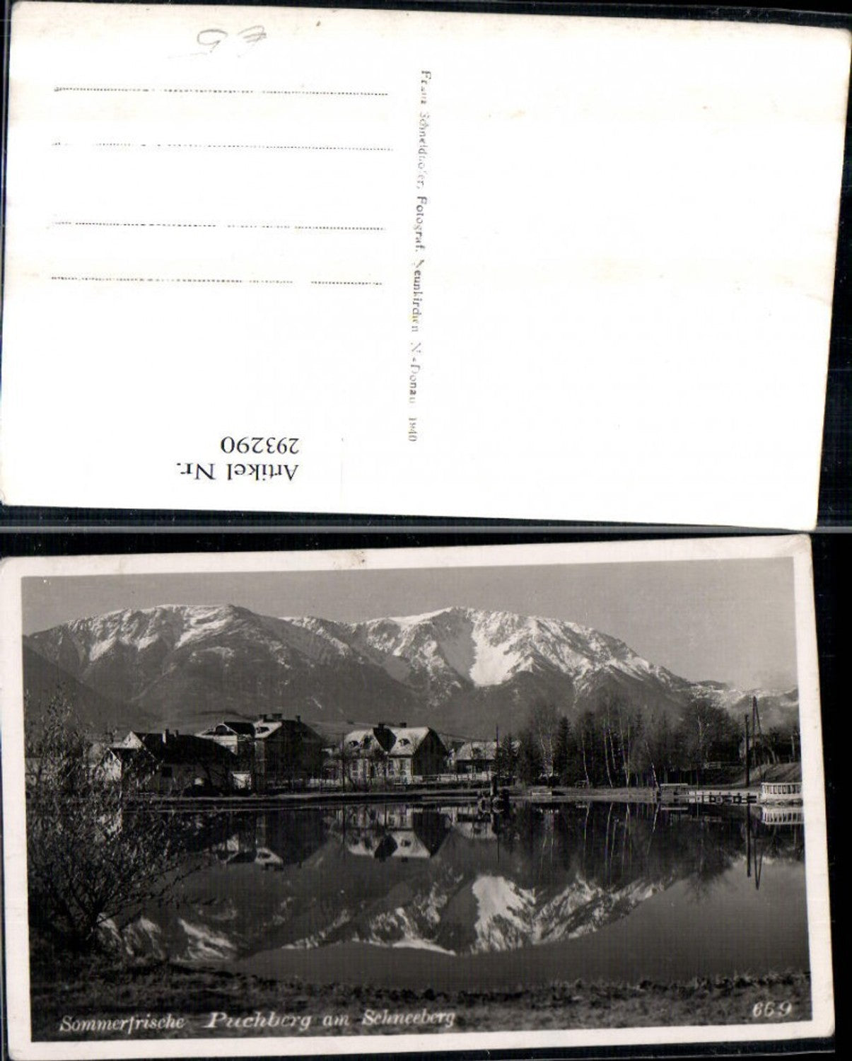 293290,Puchberg am Schneeberg Teilansicht Teich Bergkulisse
