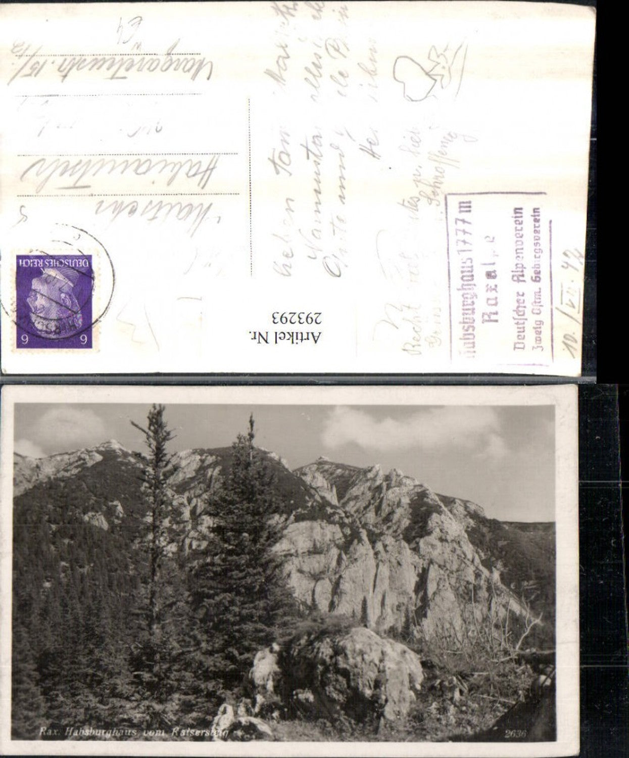 293293,Rax Habsburghaus Berghütte vom Raisersteig Bergkulisse b. Naßwald Schwarzau