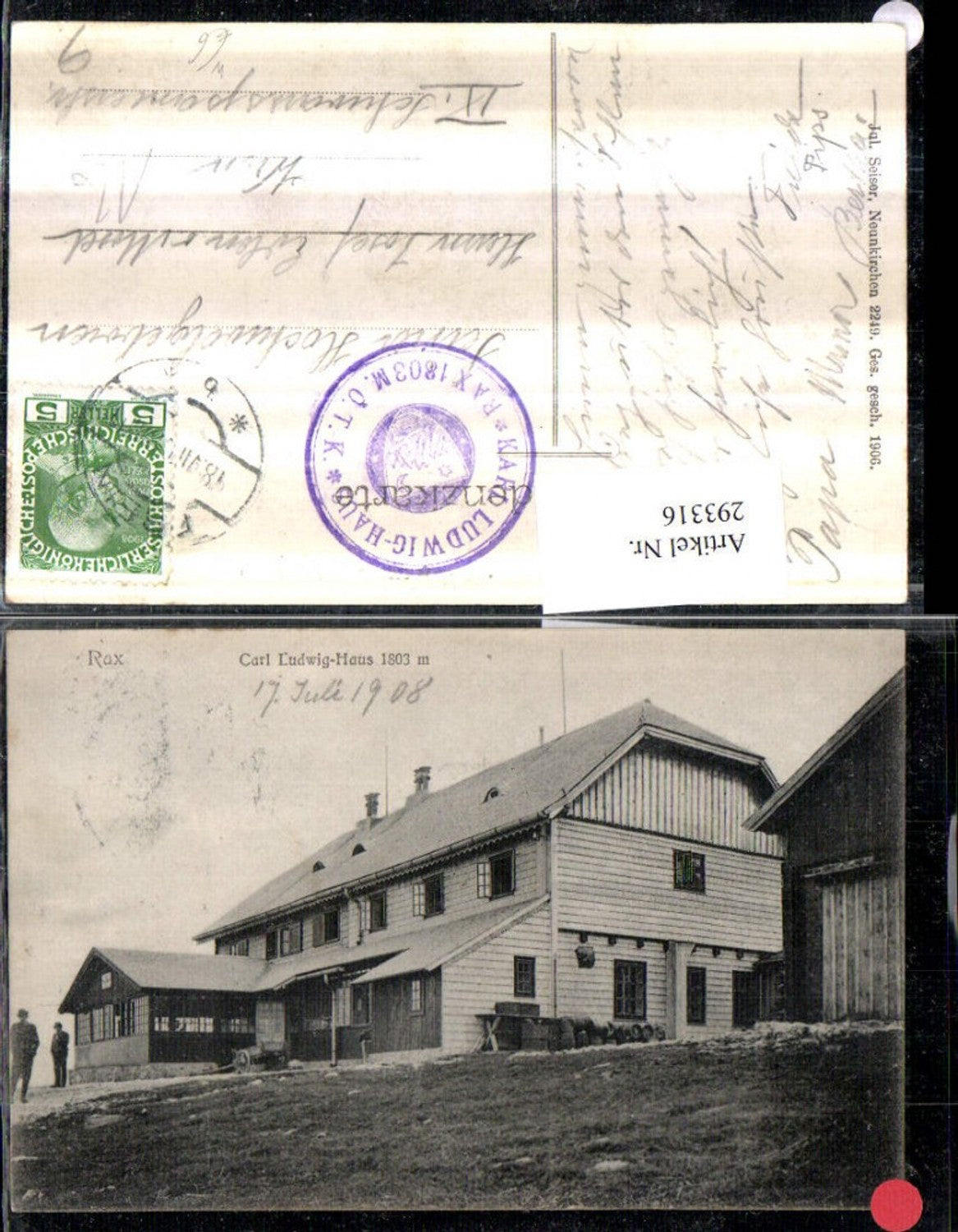 293316,Karl Ludwig-Haus Berghütte auf d. Rax b. Prein