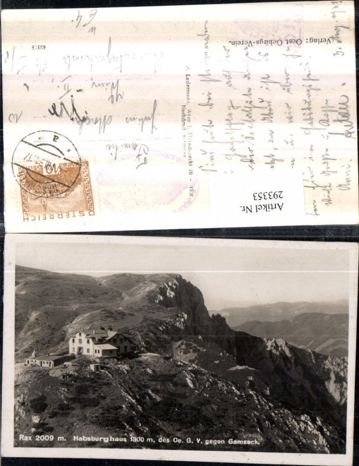 293353,Rax Habsburghaus Berghütte geg. Gamseck Bergkulisse b. Naßwald Schwarzau