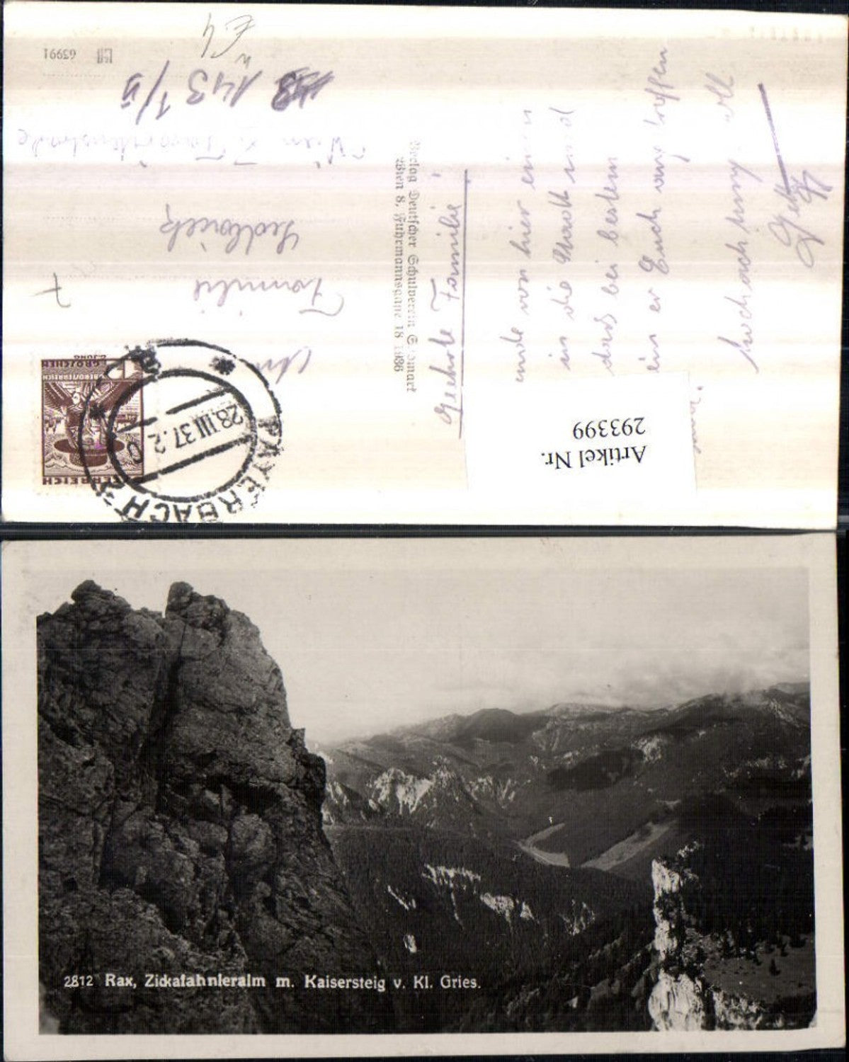 293399,Rax Zickafahnleralm m. Kaisersteig vom Kleinen Gries Bergkulisse b. Reichenau