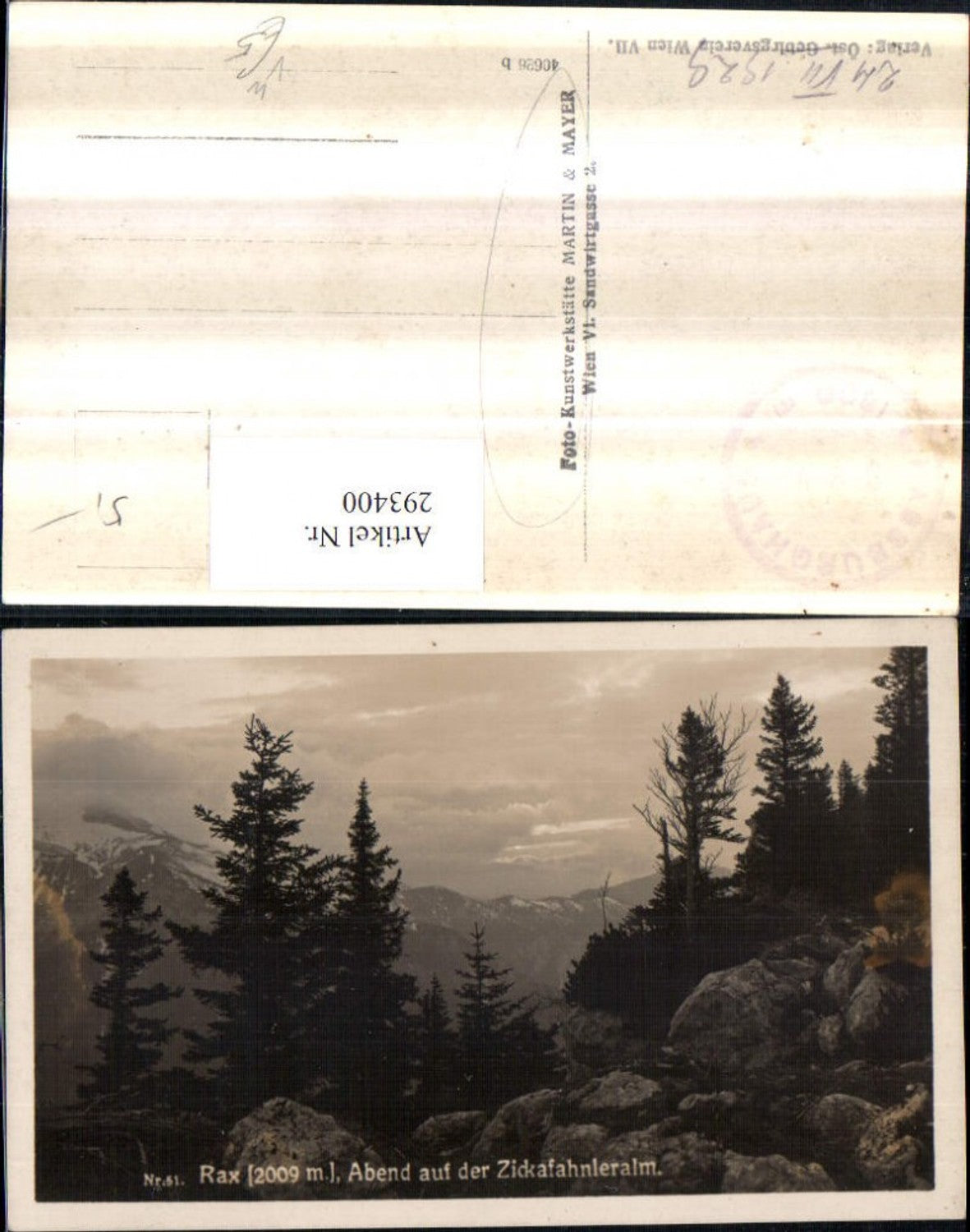 293400,Rax Abend auf d. Zickafahnleralm Bergkulisse b. Reichenau pub Martin & Mayer 51