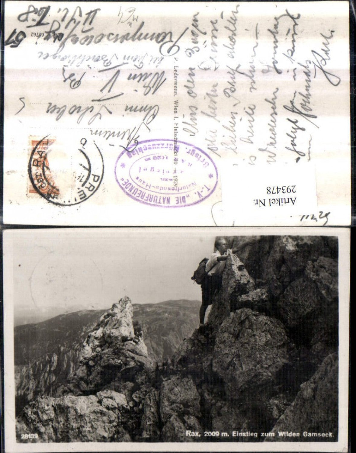 293478,Rax Einstieg zum Wilden Gamseck Bergsteiger Kletterer b. Reichenau