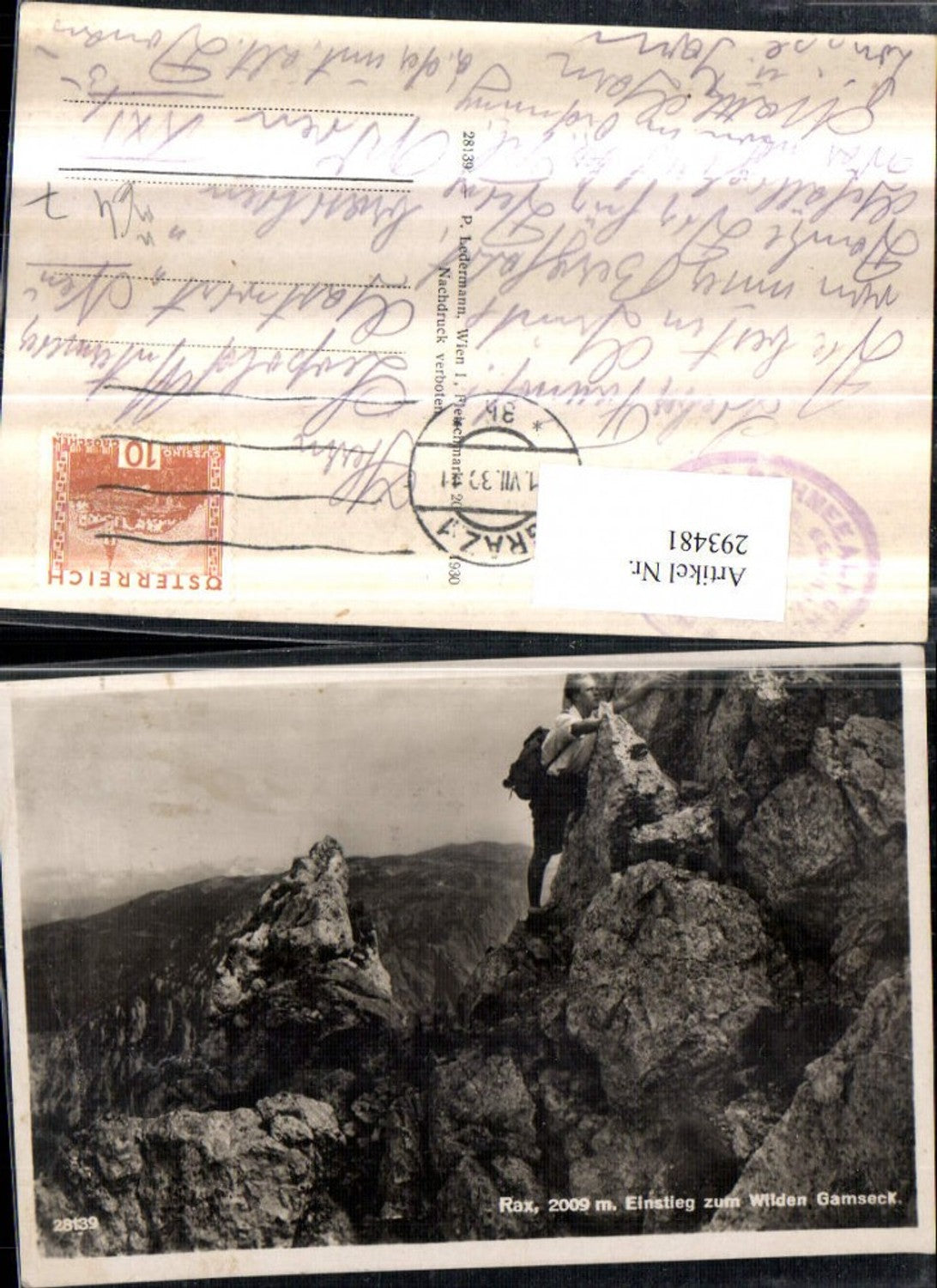 293481,Rax Einstieg zum Wilden Gamseck Bergsteiger Kletterer b. Reichenau