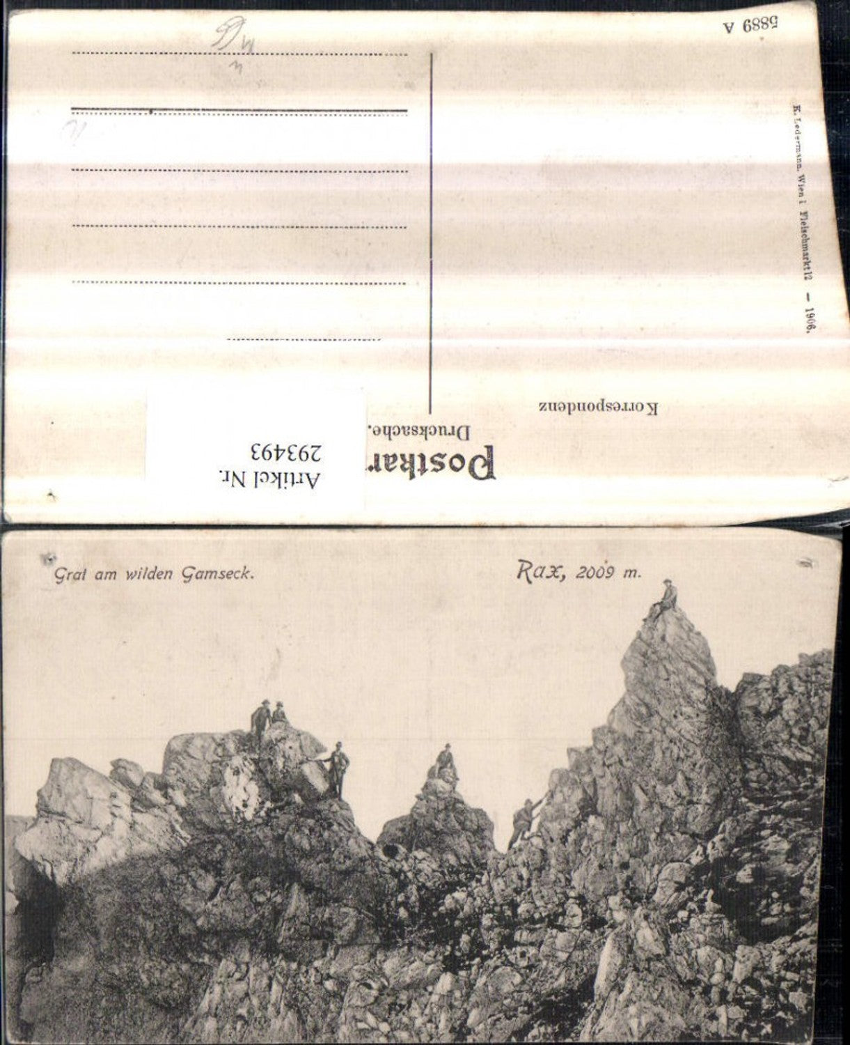 293493,Rax Grat am wilden Gamseck Bergsteiger b. Naßwald Schwarzau