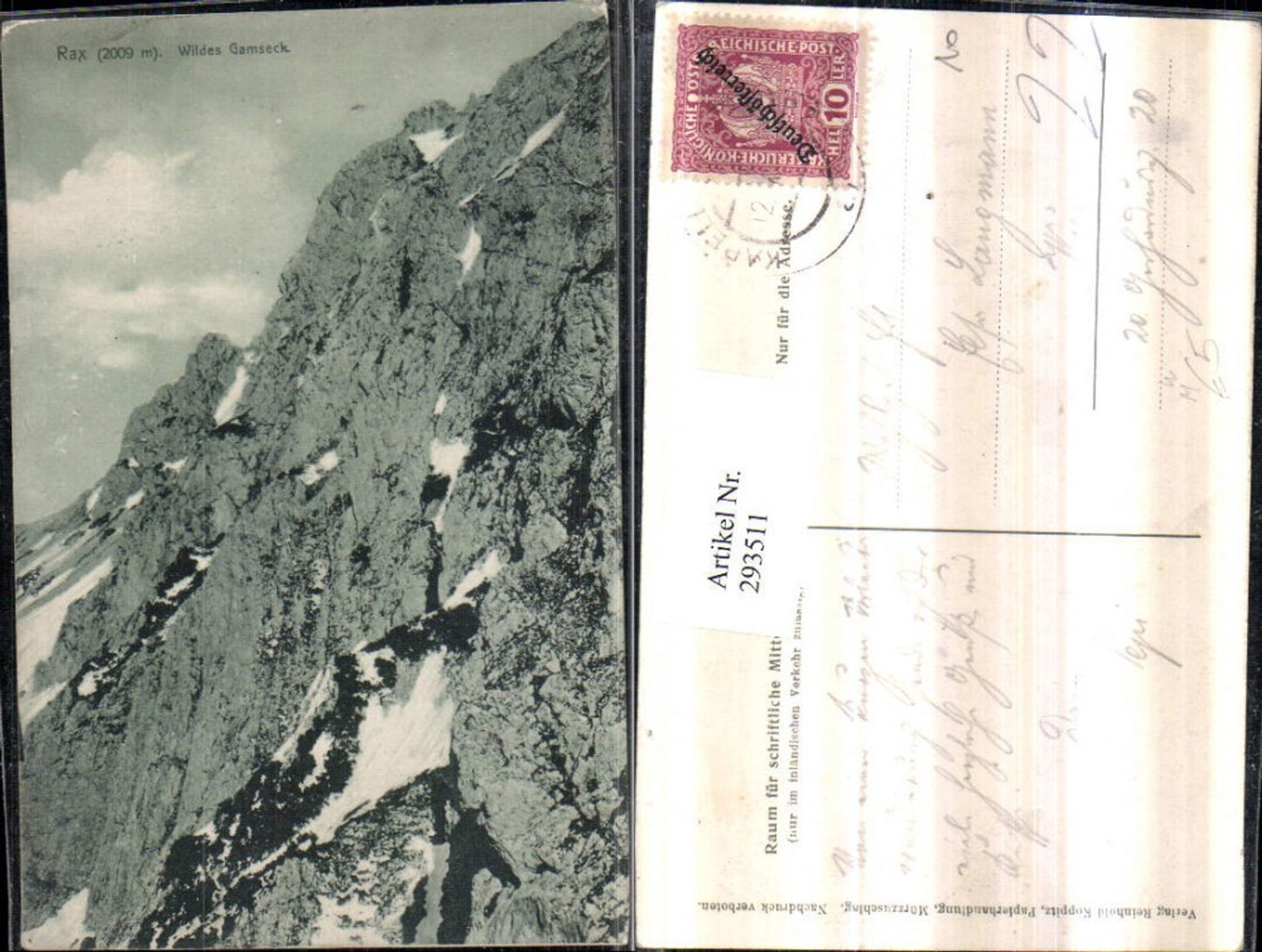 293511,Rax Wildes Gamseck Bergkulisse Bergsteiger Kletterer b. Naßwald Schwarzau