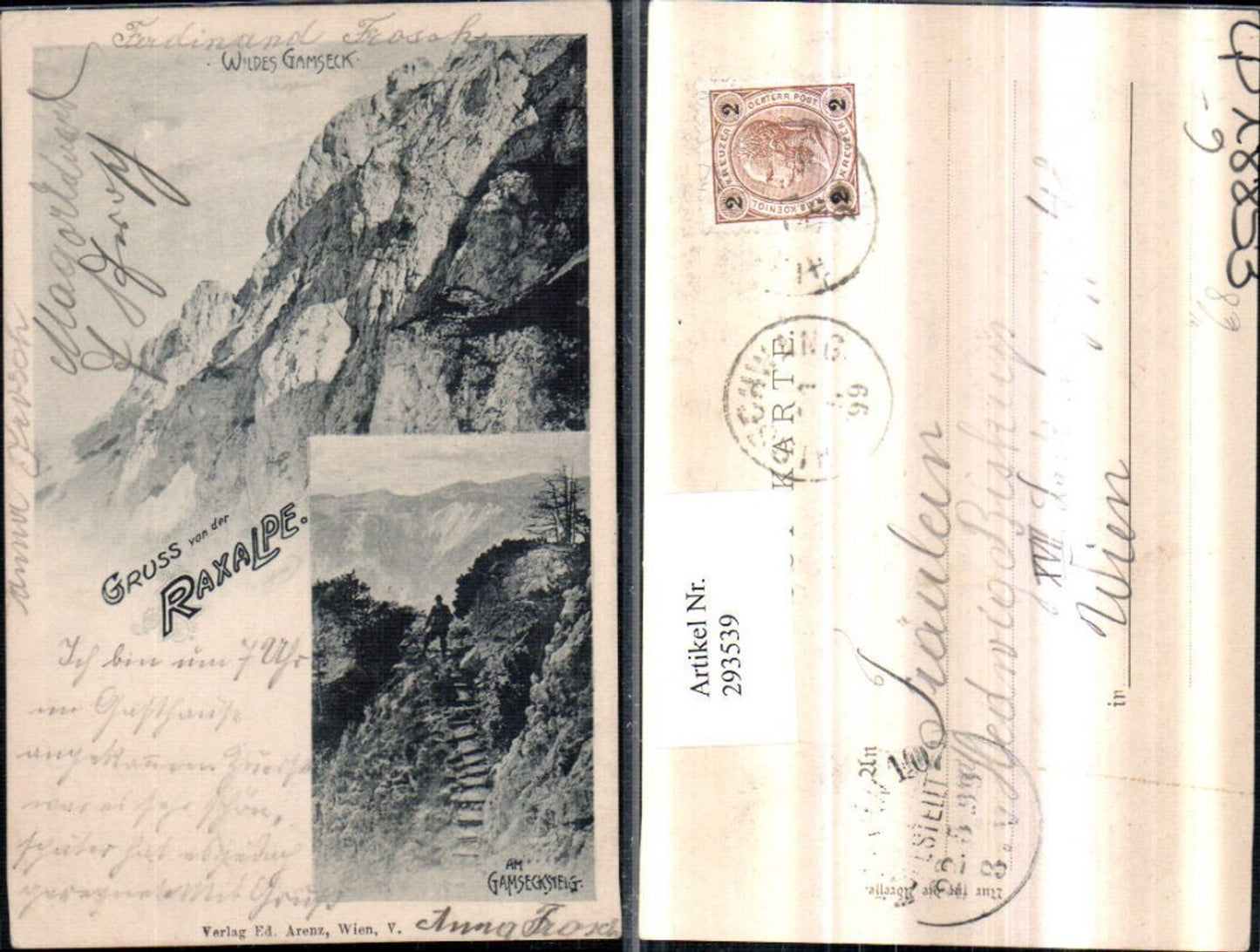 293539,Gruß von d. Raxalpe Wildes Gamseck Mehrbildkarte b. Naßwald Schwarzau