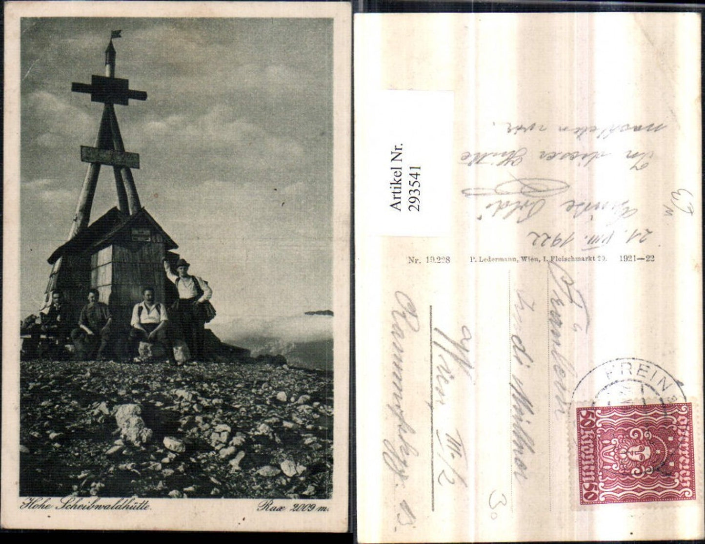 293541,Rax Hohe Scheibwald-Hütte Berghütte b. Reichenau