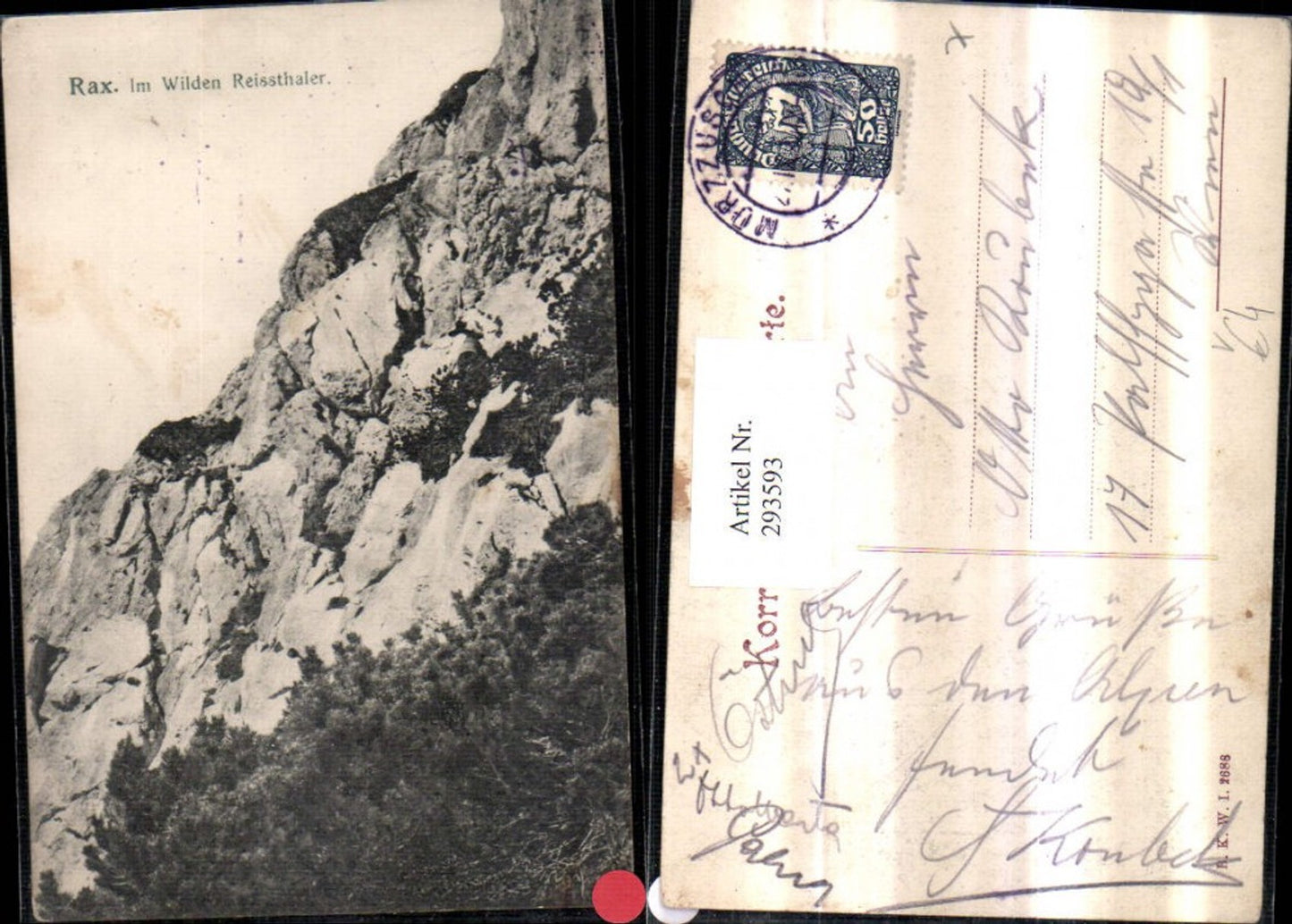 293593,Rax Im Wilden Reißthaler Partie b. Reichenau pub Brüder Kohn B.K.W.I. 2688