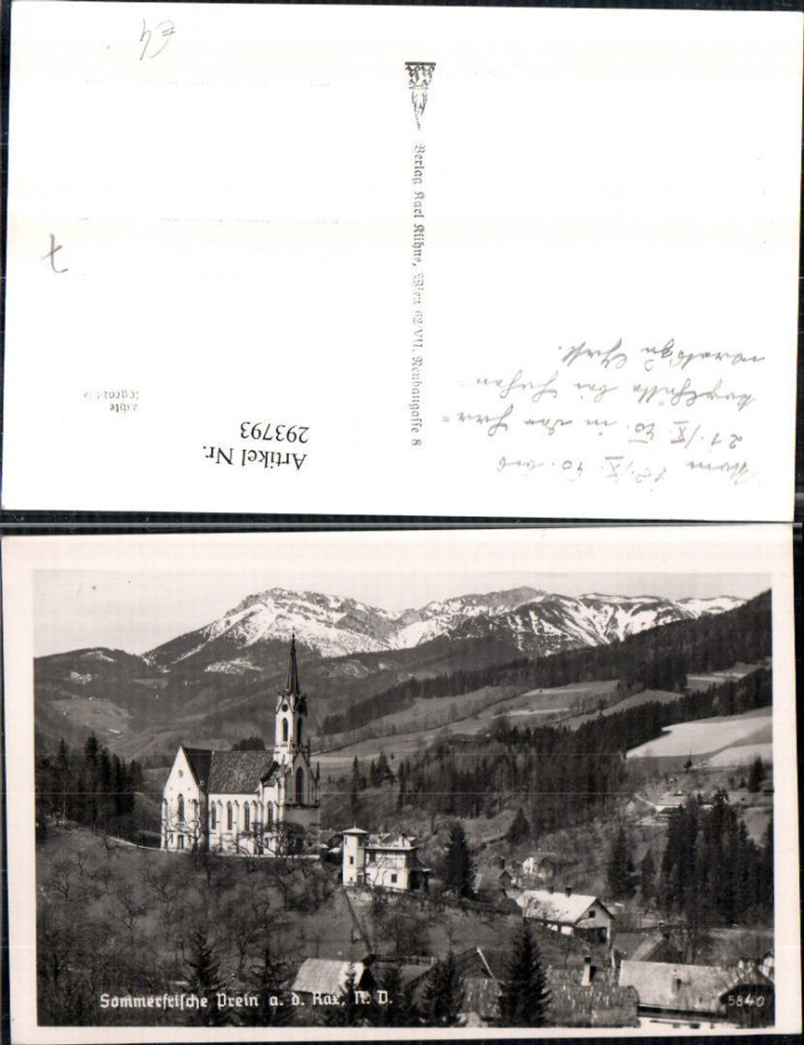 293793,Prein an d. Rax Kirche Bergkulisse