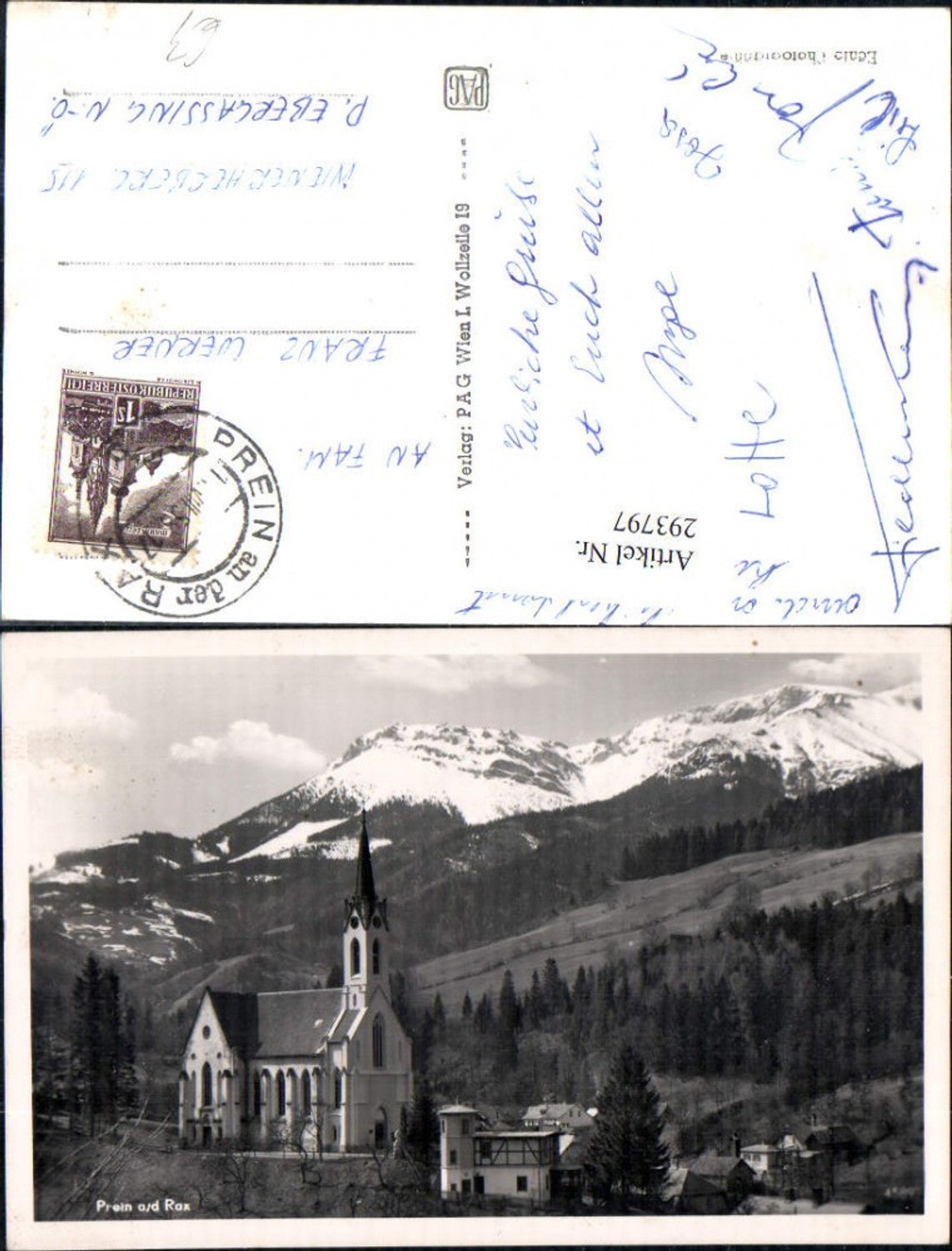 293797,Prein an d. Rax Kirche m. Rax Bergkulisse