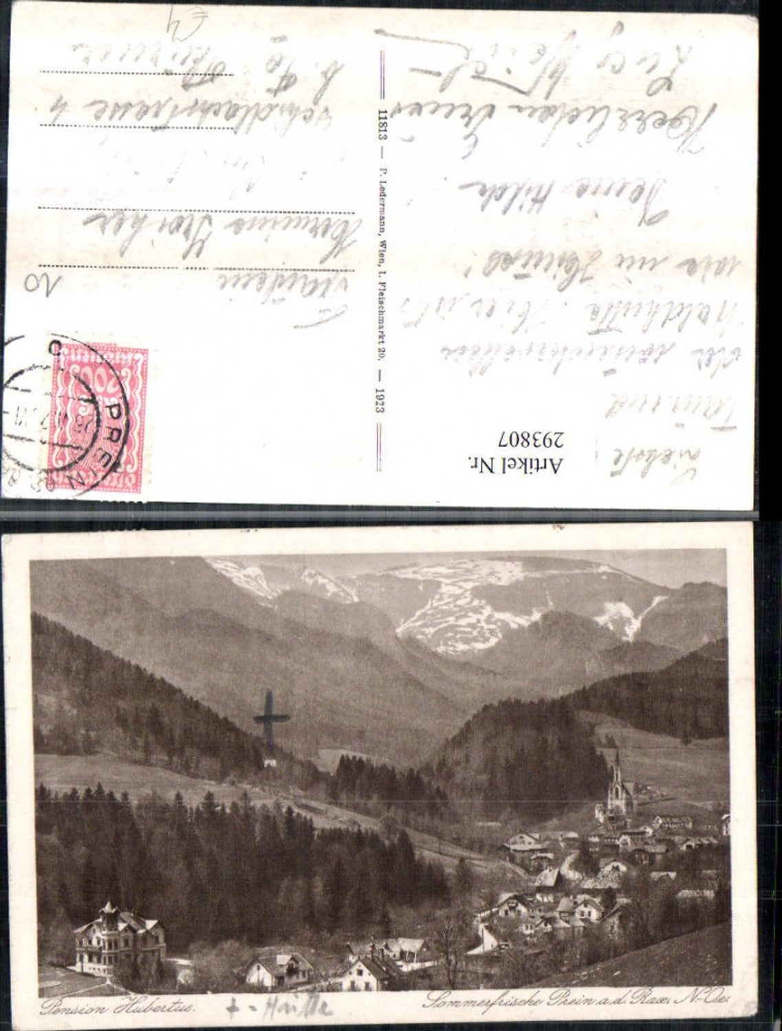 293807,Prein an d. Rax Totale m. Pension Hubertus Bergkulisse