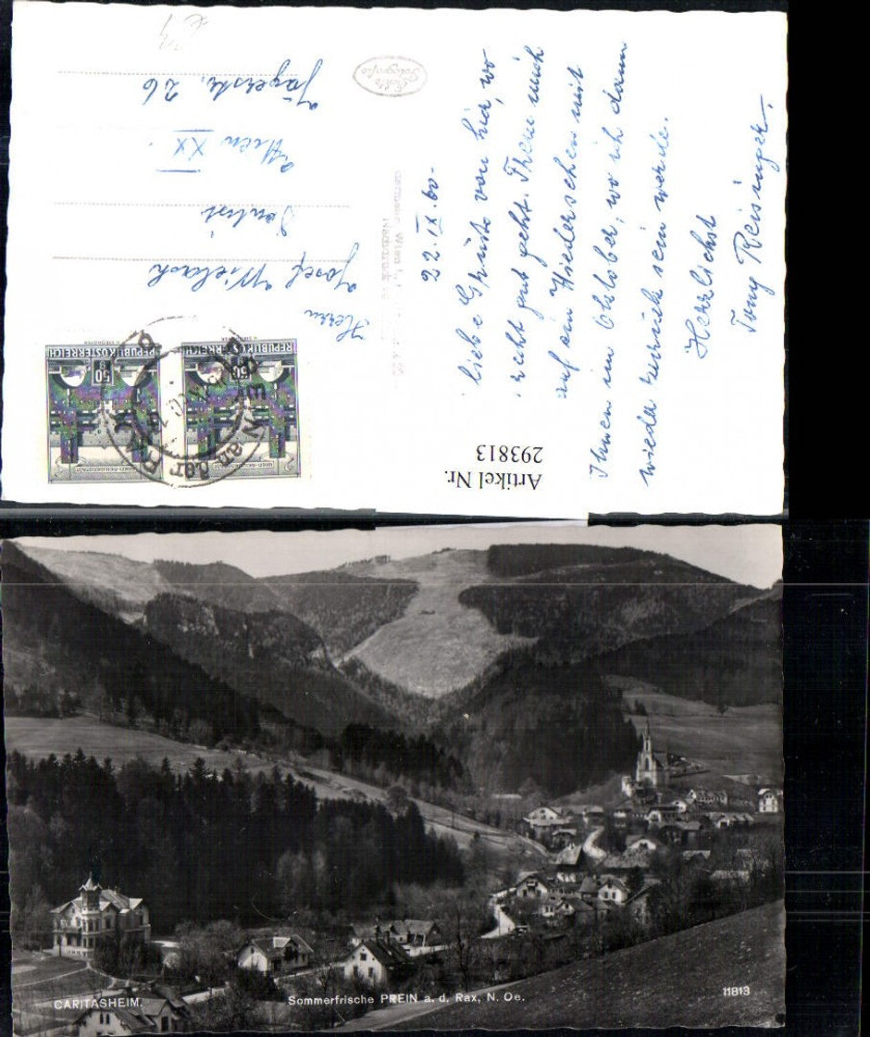 293813,Prein an d. Rax Totale m. Caritasheim Bergkulisse