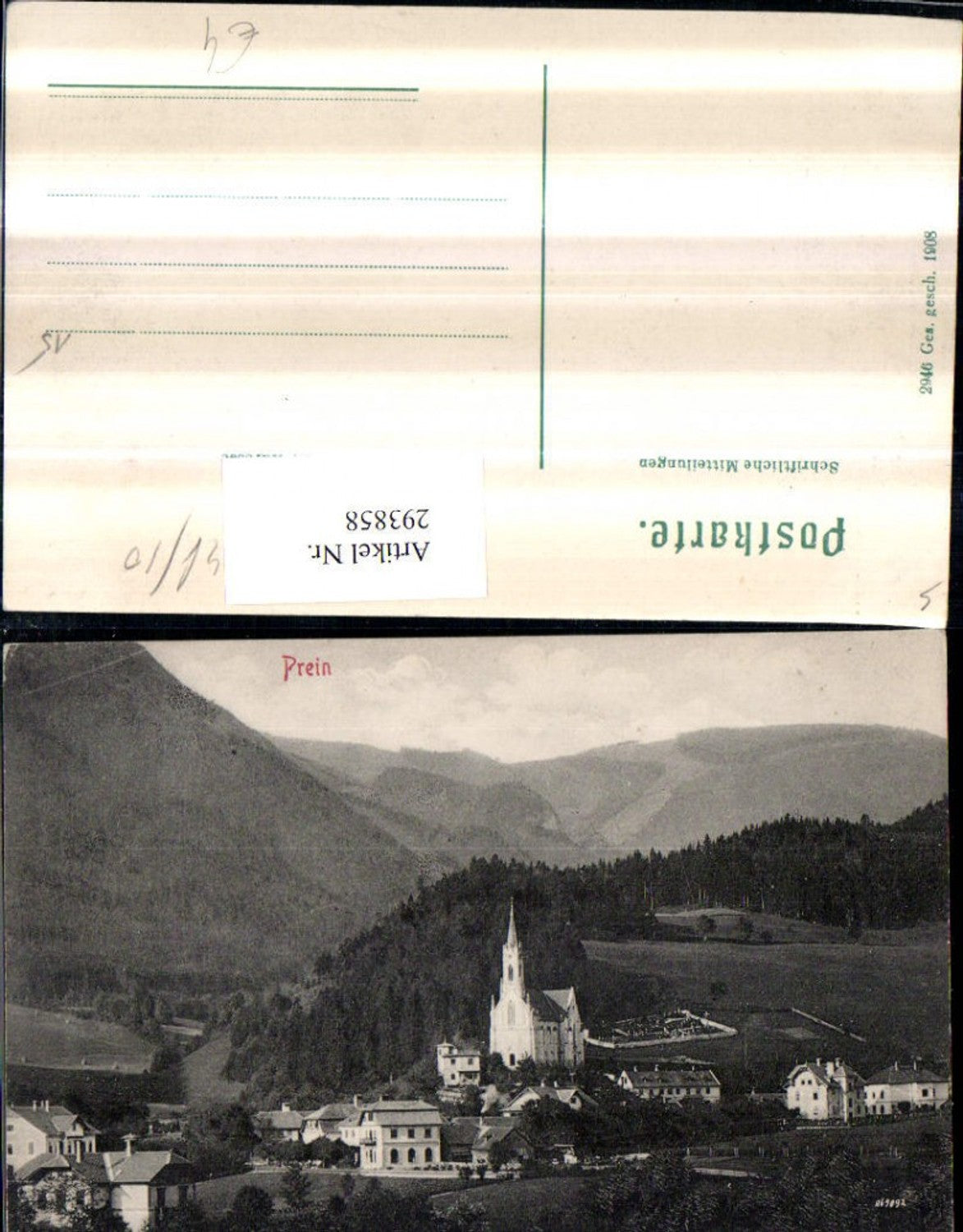 293858,Prein an d. Rax Teilansicht Bergkulisse
