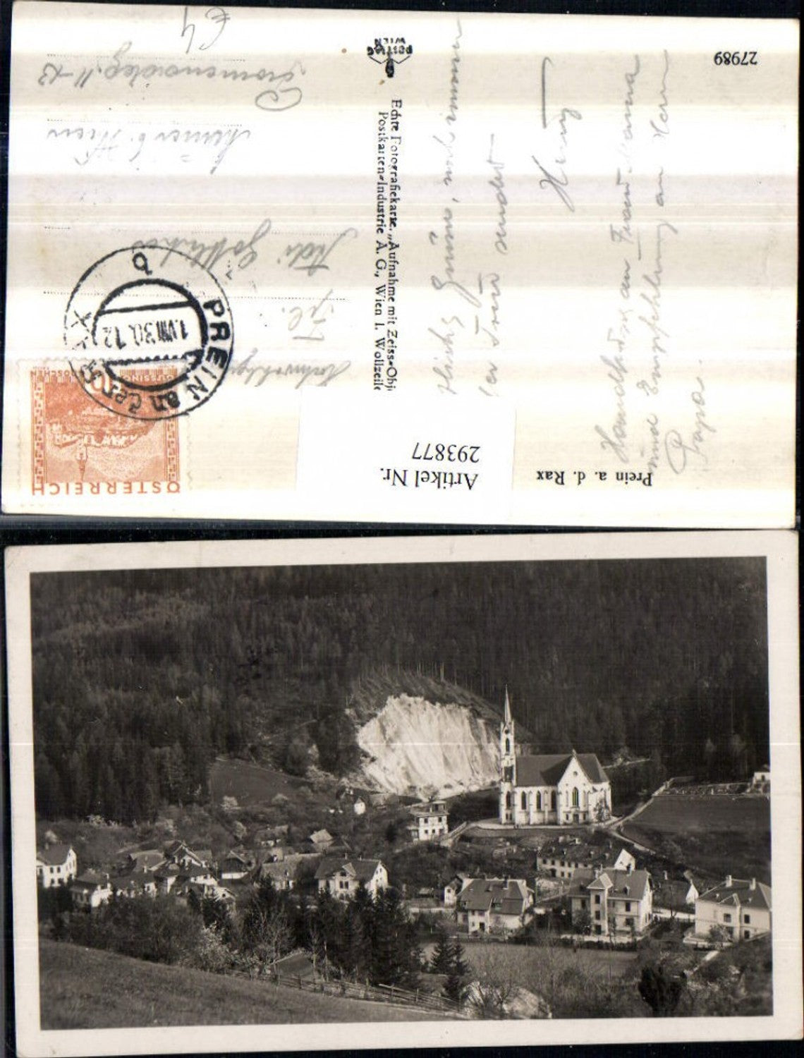 293877,Prein an d. Rax Teilansicht Kirche