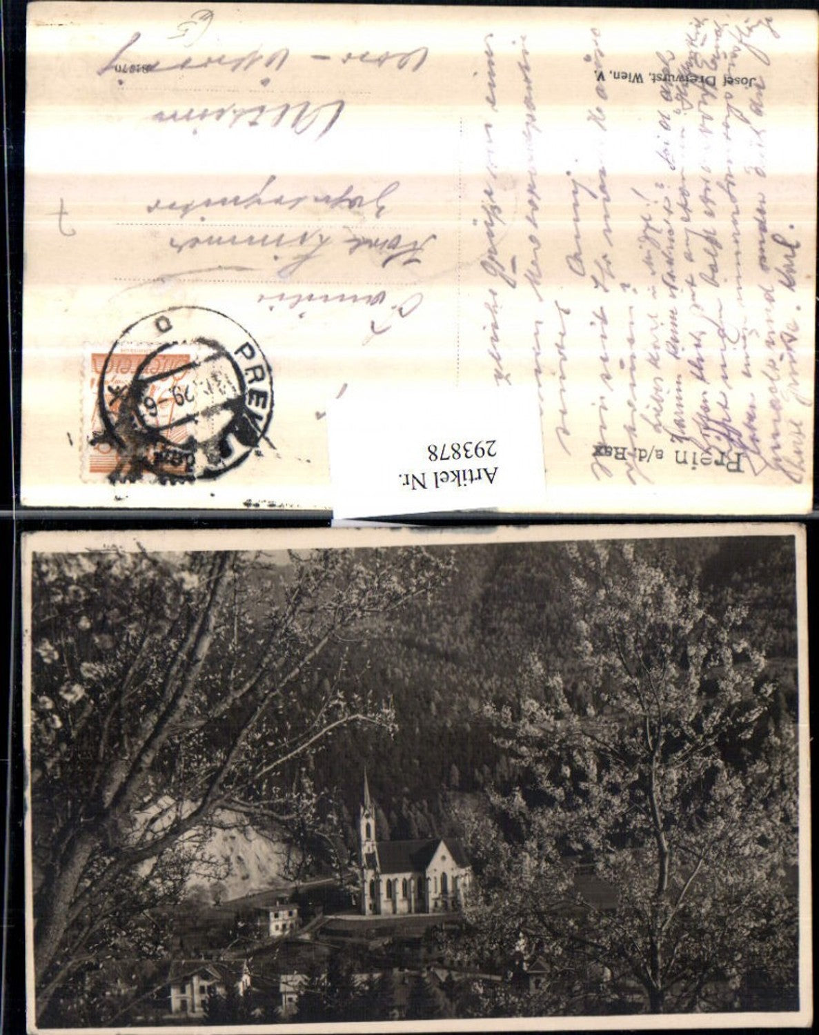 293878,Prein an d. Rax Teilansicht Kirche Baumblüte