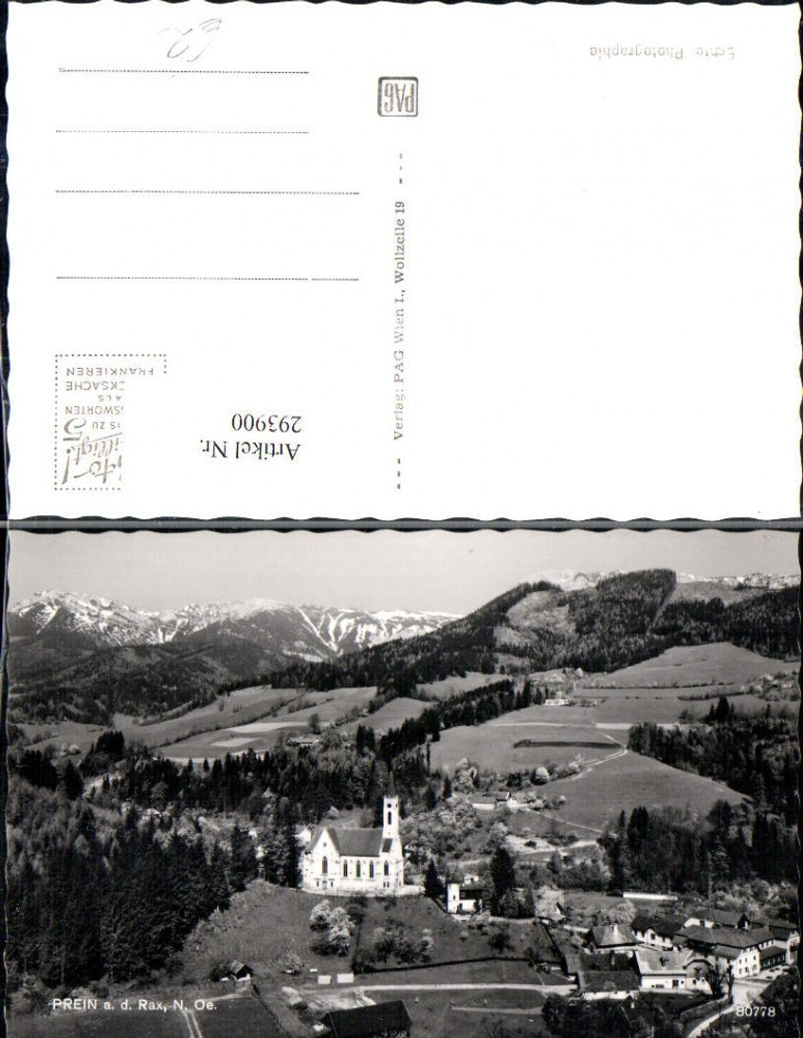 293900,Prein an d. Rax Teilansicht Kirche Bergkulisse