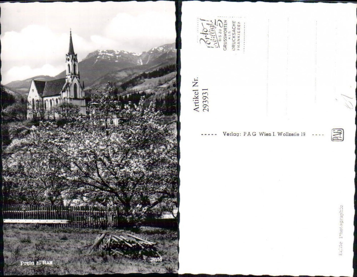 293931,Prein an d. Rax Kirche Bergkulisse