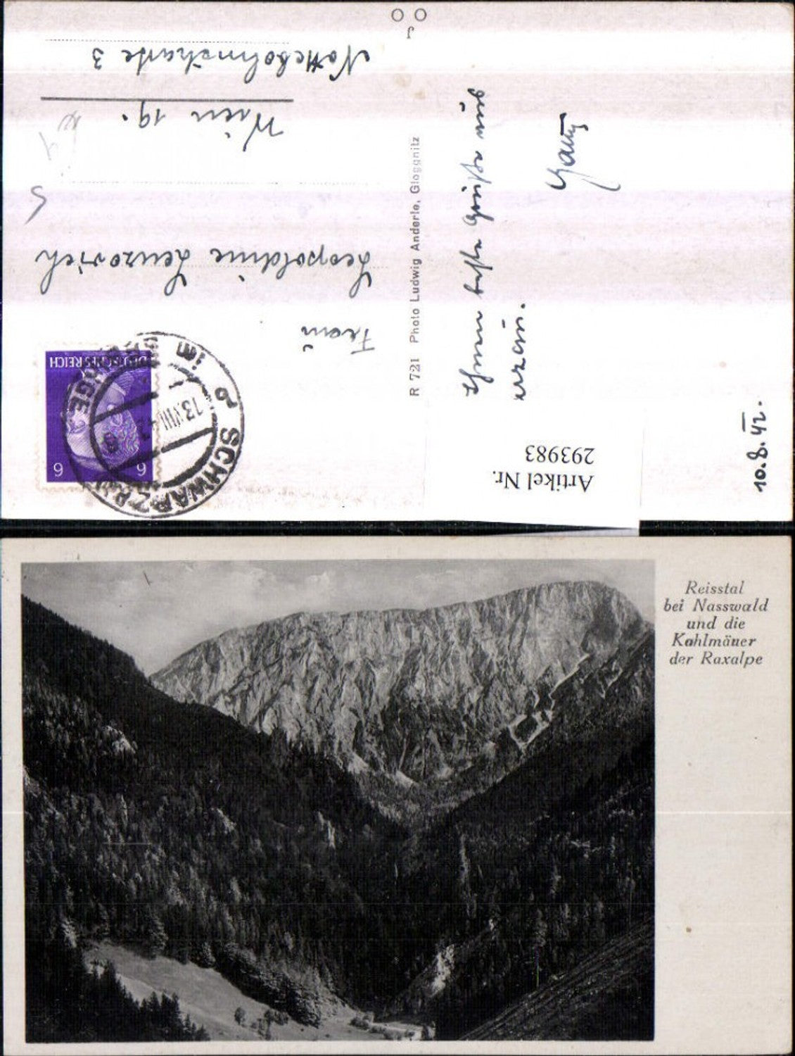 293983,Naßwald Schwarzau Reißthal u. Kahlmäuer der Raxalpe Bergkulisse
