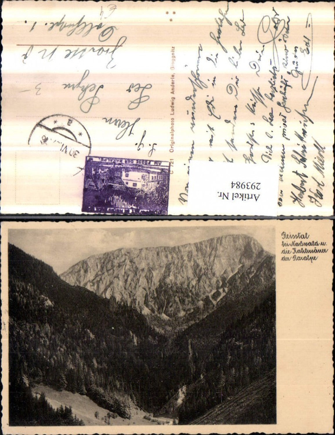 293984,Naßwald Schwarzau Reißthal u. Kahlmäuer der Raxalpe Bergkulisse