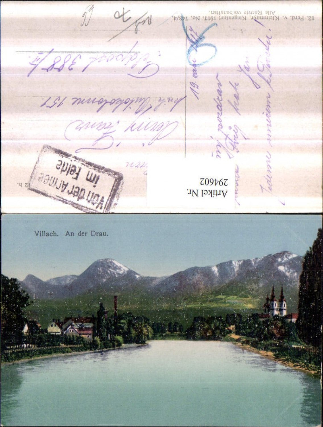 294602,Villach An d. Drau Partie Bergkulisse