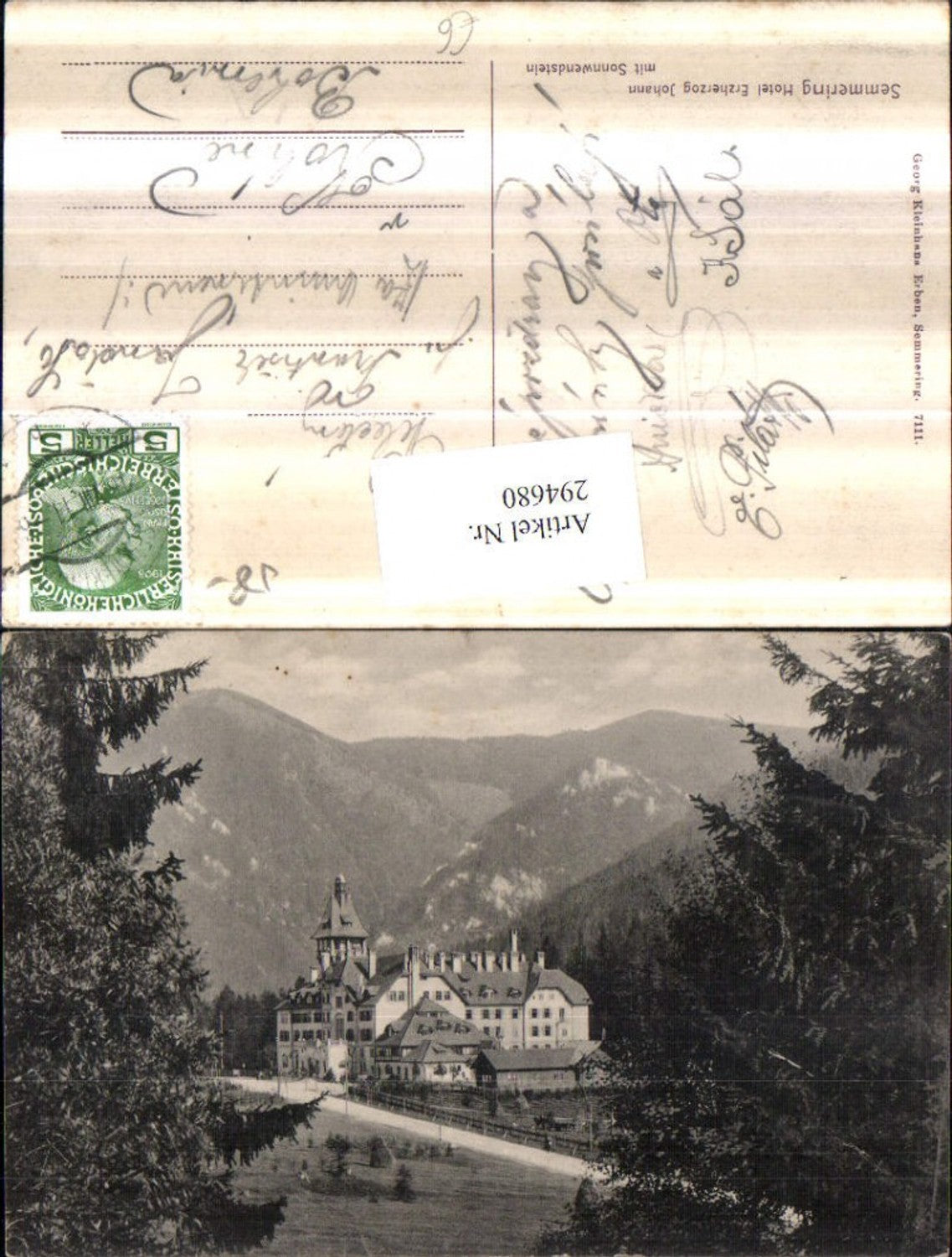 294680,Semmering Hotel Erzherzog Johann m. Sonnwendstein Bergkulisse