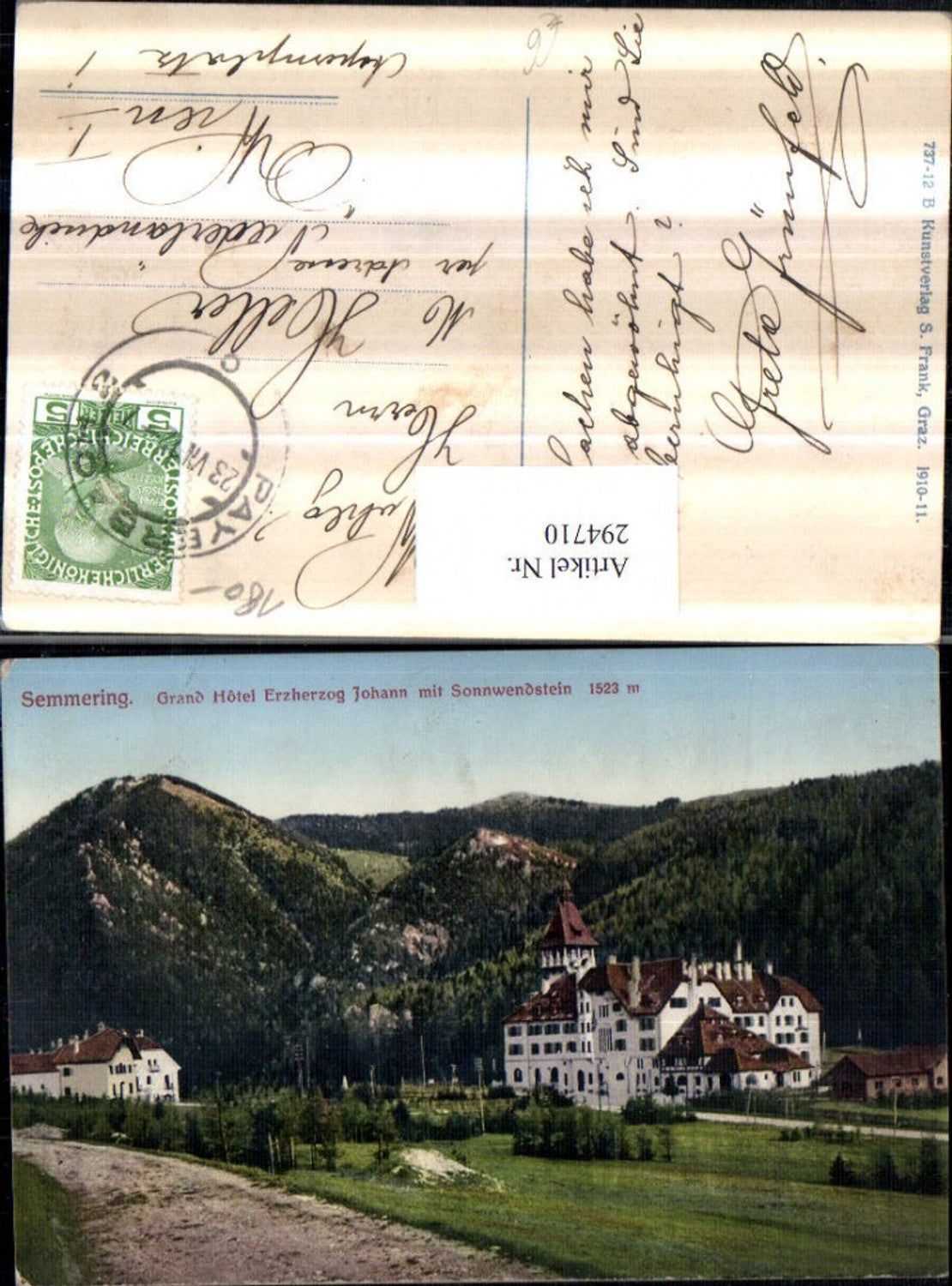 294710,Semmering Grand Hotel Erzherzog Johann m. Sonnwendstein