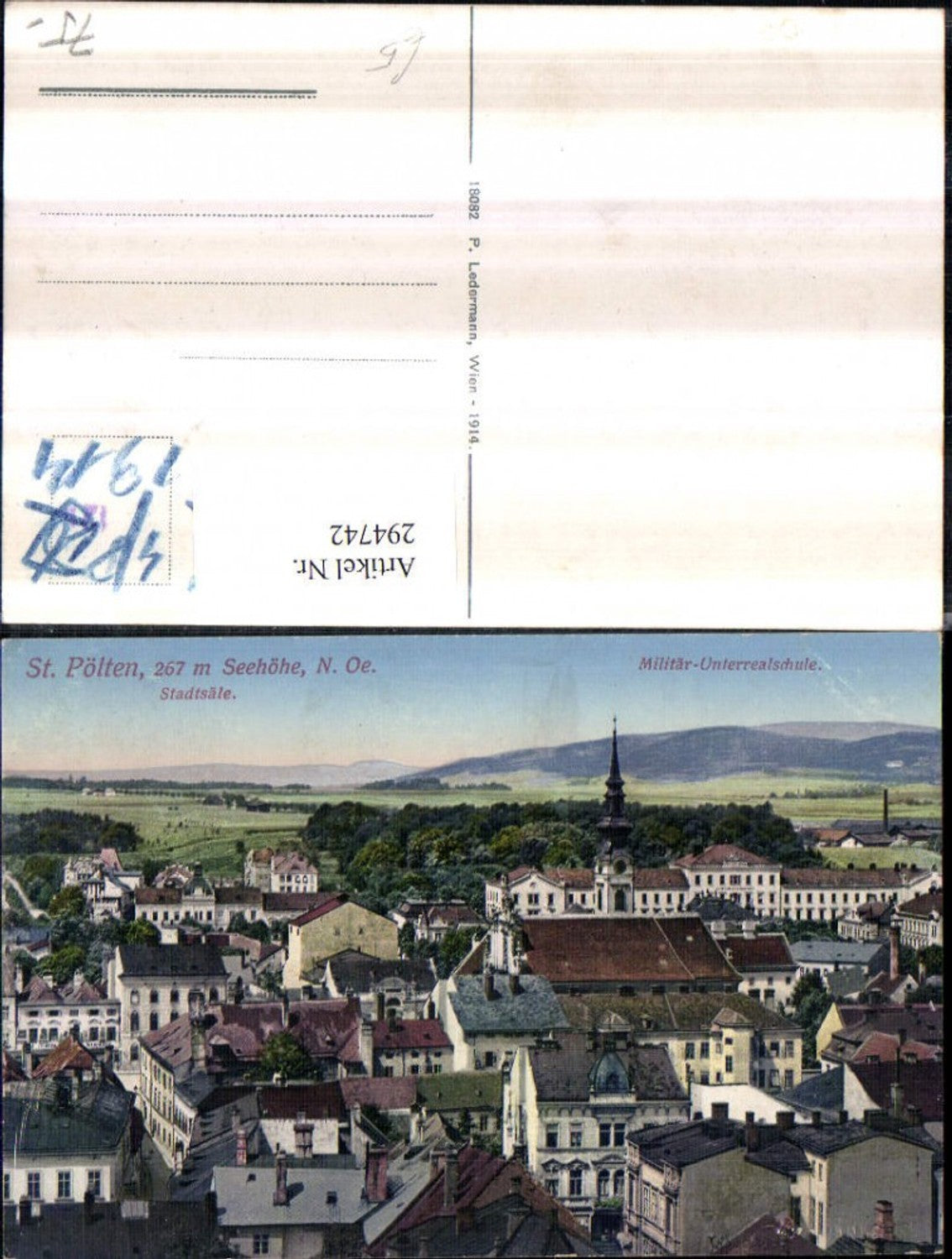 294742,St. Pölten Teilansicht m. Stadtsäle u. Militär-Unterrealschule