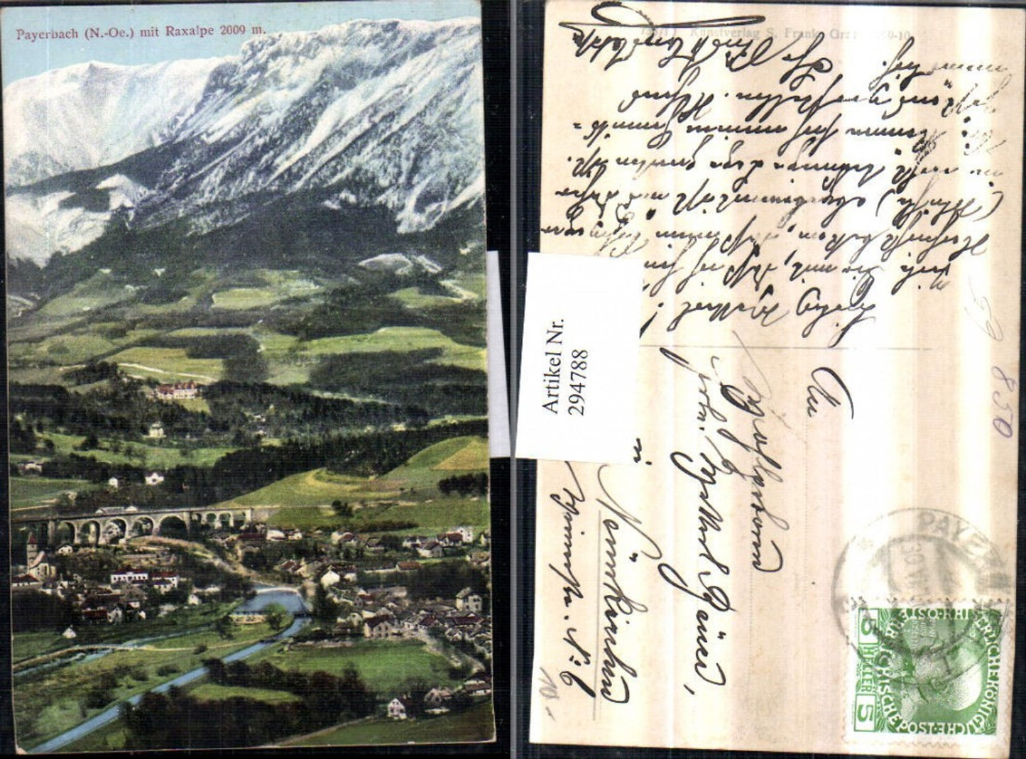 294788,Payerbach Totale m. Raxalpe Bergkulisse
