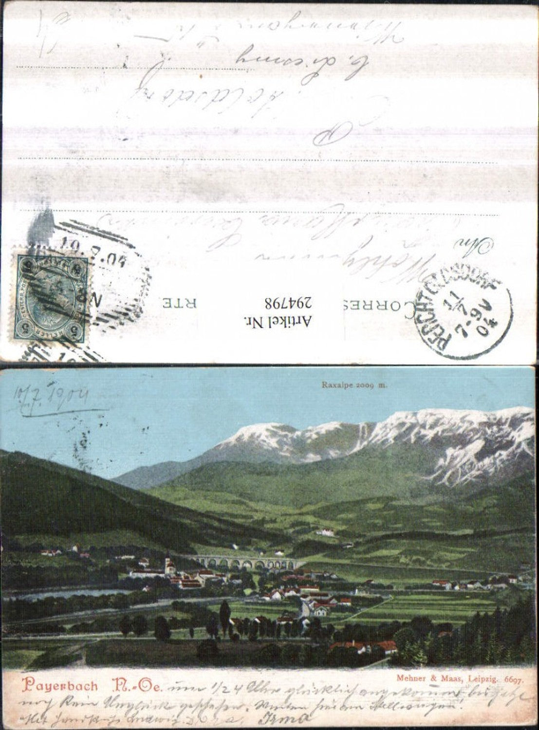 294798,Payerbach Totale m. Raxalpe Bergkulisse