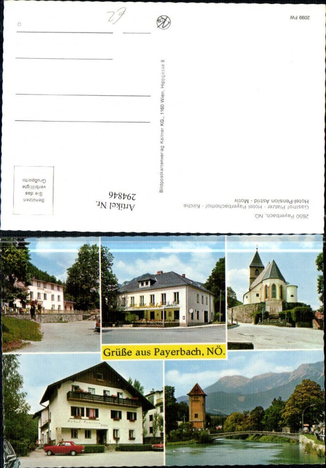 294846,Payerbach Gasthof Platzer Hotel Payerbacherhof Kirche Hotel Astrid Brücke Mehrbildkarte