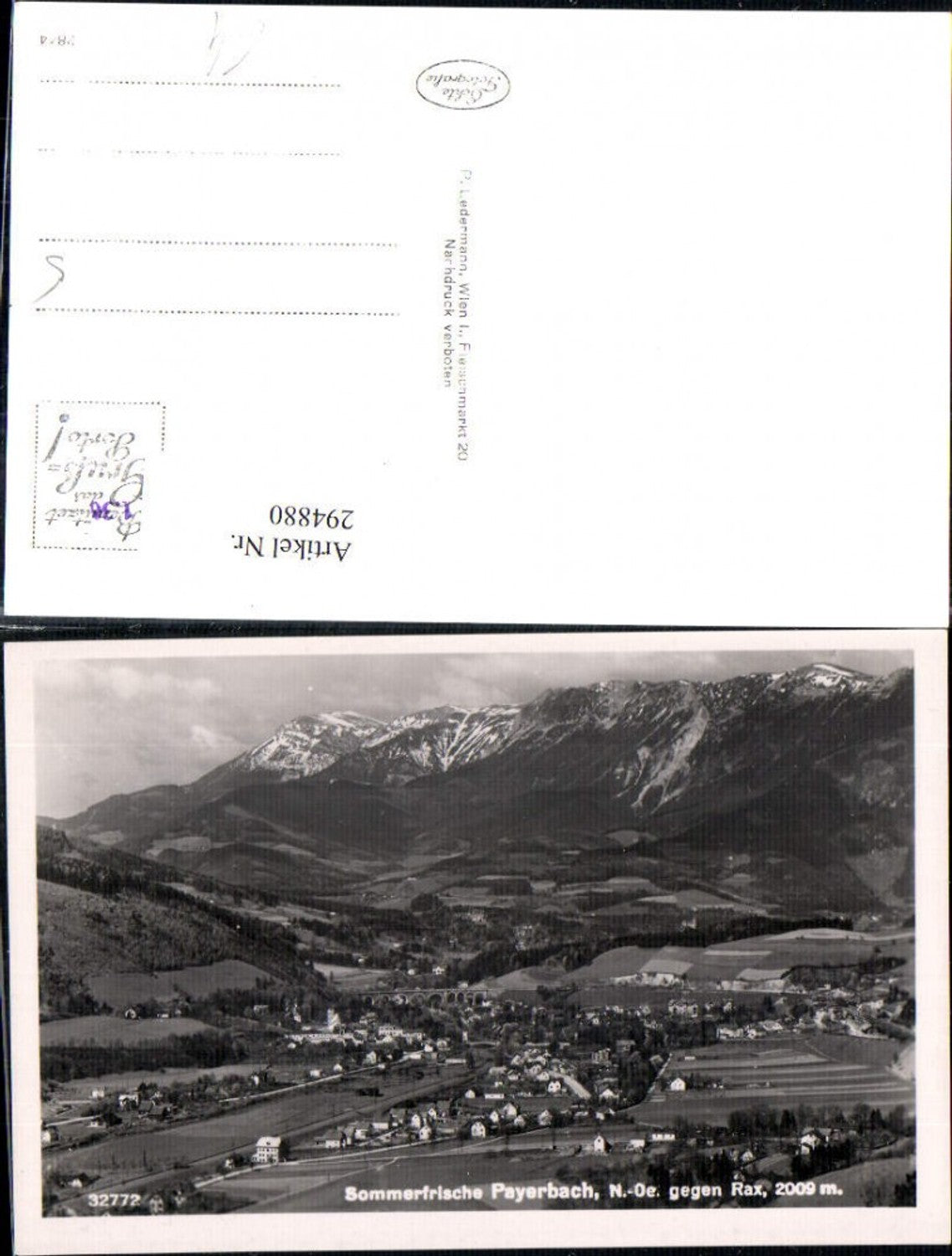 294880,Payerbach Totale geg. Rax Bergkulisse
