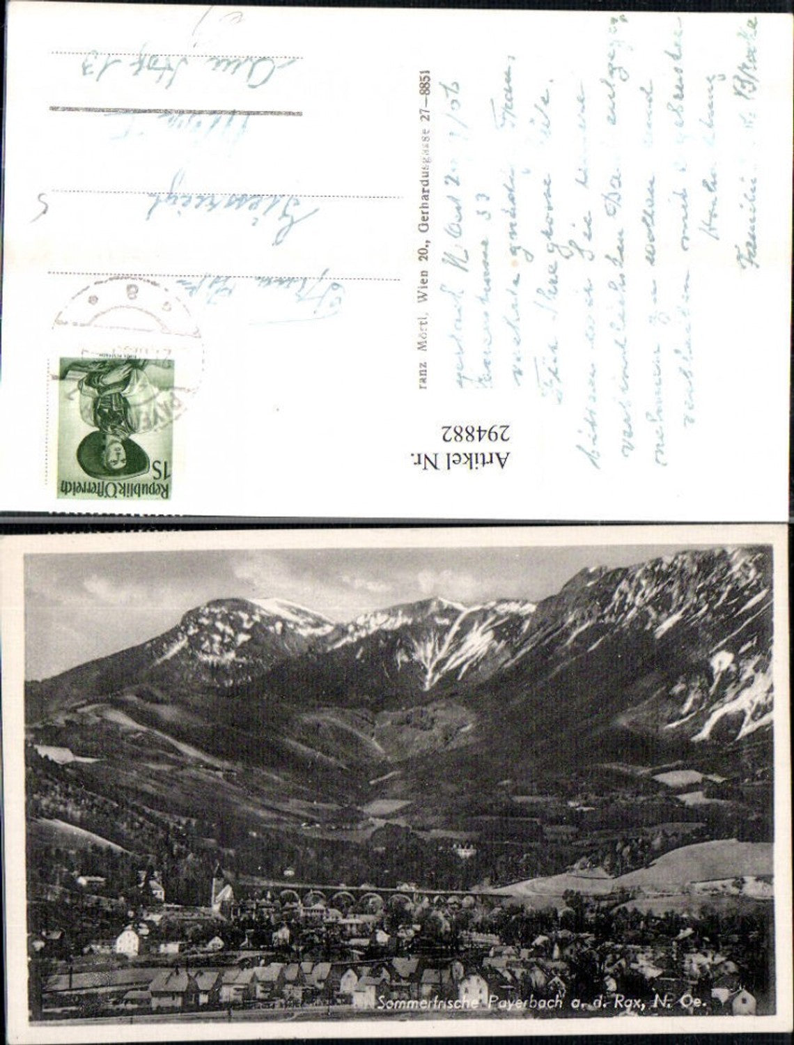 294882,Payerbach an d. Rax Totale m. Viadukt Brücke Bergkulisse