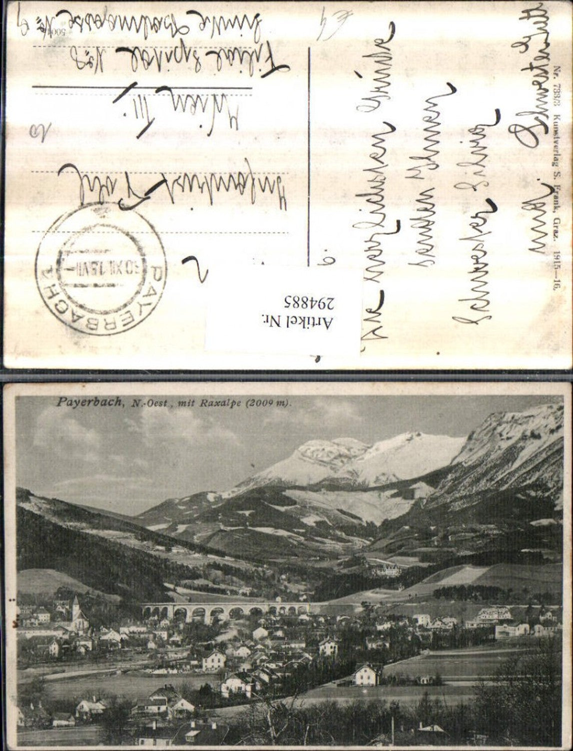 294885,Payerbach Totale m. Viadukt Brücke u. Raxalpe Bergkulisse