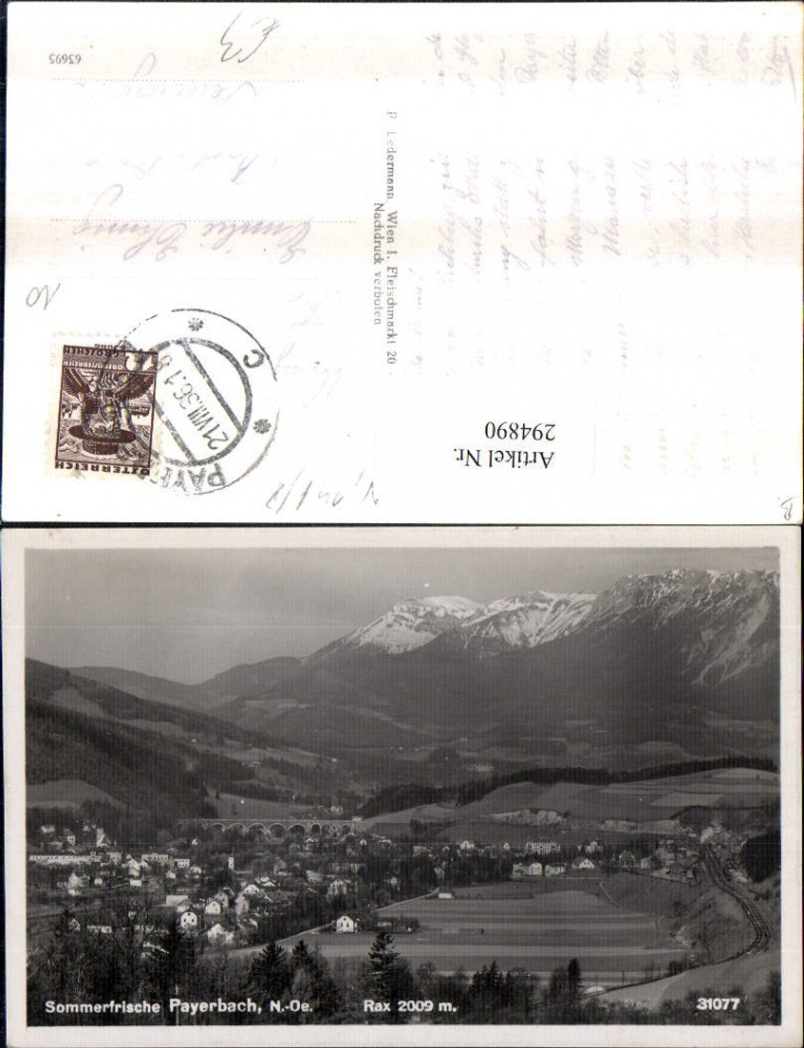 294890,Payerbach Totale m. Viadukt Brücke u. Rax Bergkulisse