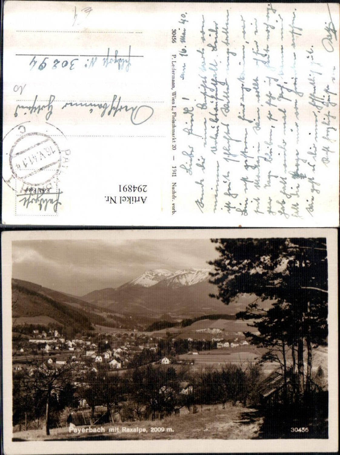 294891,Payerbach Totale m. Raxalpe Bergkulisse