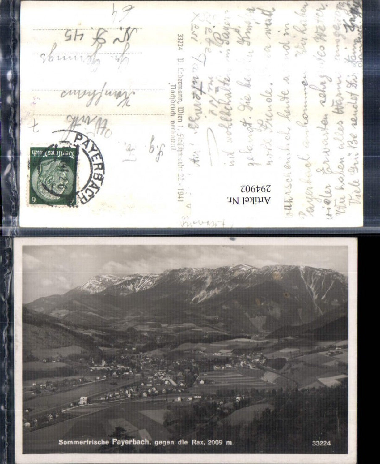 294902,Payerbach Totale geg. Rax Bergkulisse
